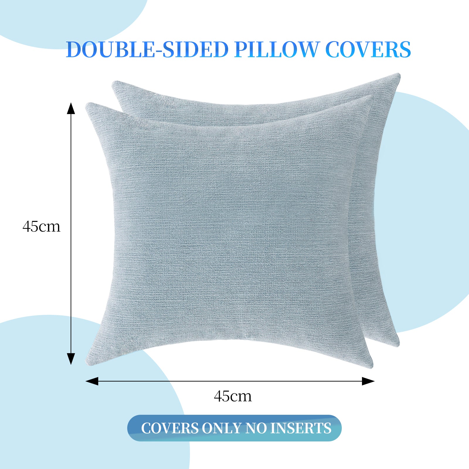 Ystyle 2 Pieces Linen Cushion Covers 45 x 45 cm, Decorative Sofa Cushion Covers, Invisible Zipper, Modern, Comfortable Sturdy, for Living Room, Bedroom