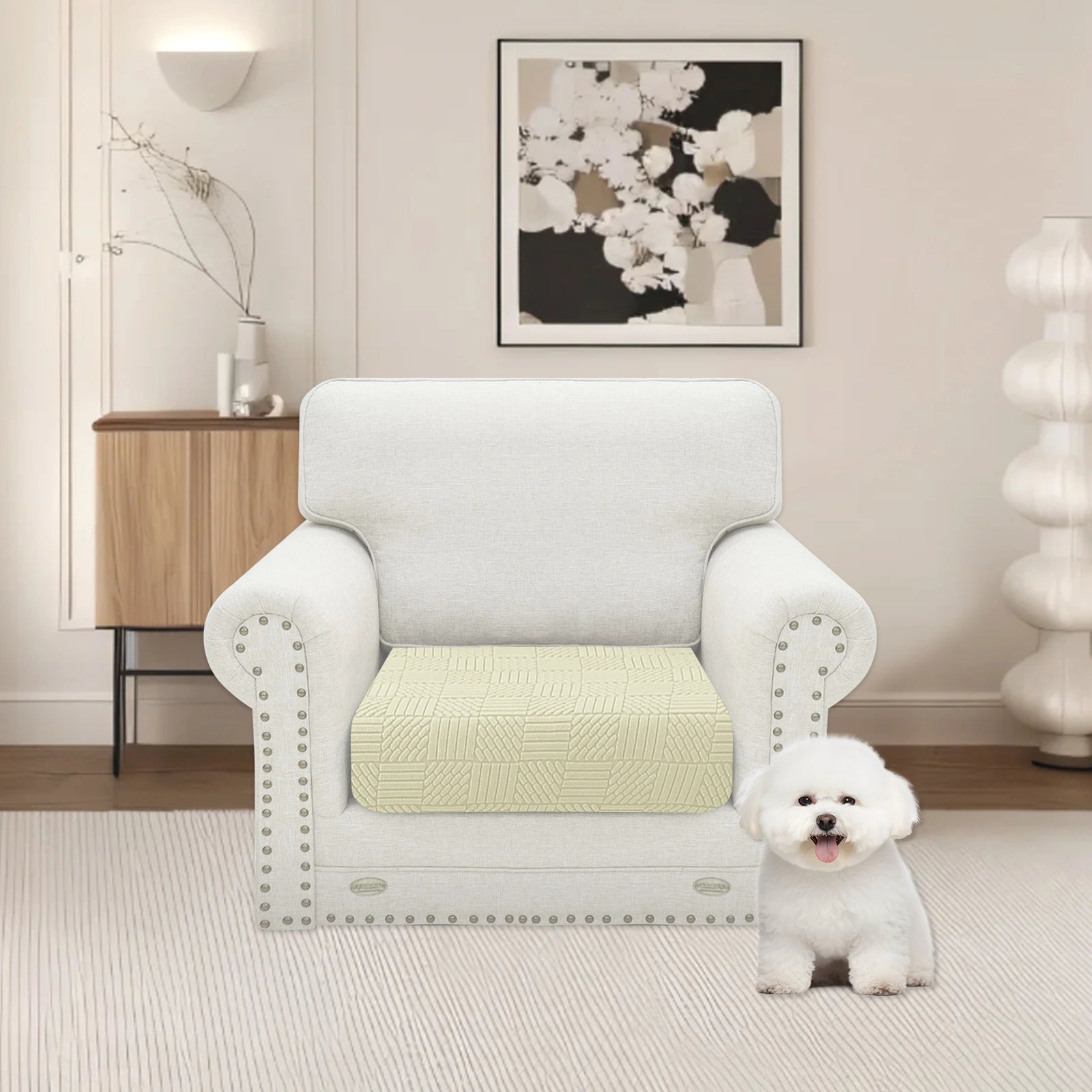 YSTYLE 1 Piece Sofa Cushion Cover – Stretch Fit, Elastic Bottom, Universal Use, Anti-Slip, Full Protection-Five Line