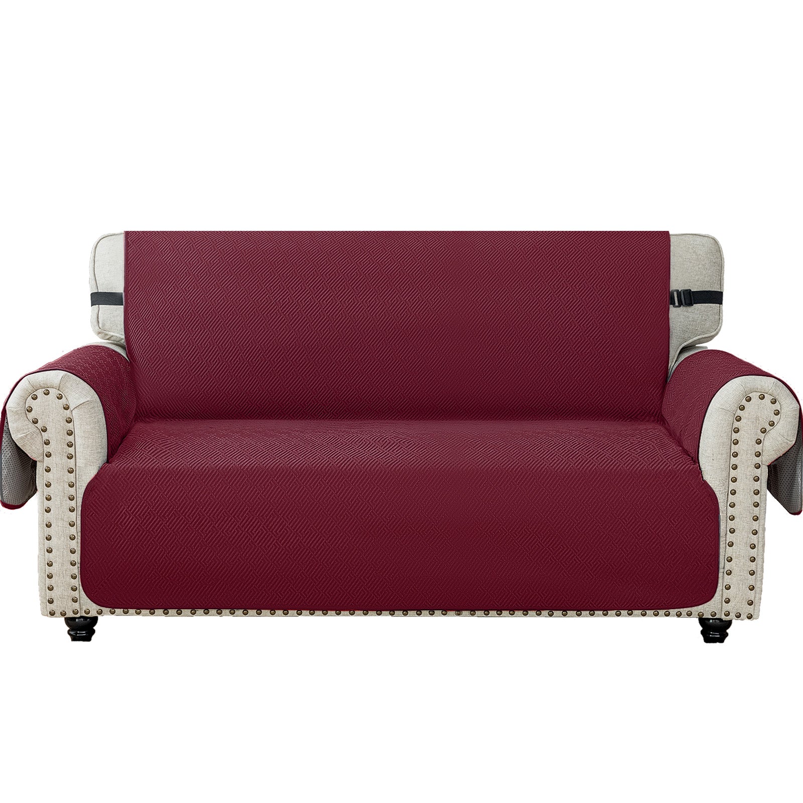 YSTYLE 3 Seater Sofa Cover with Armrests Geometric Pattern Anti Slip-YSTYLE