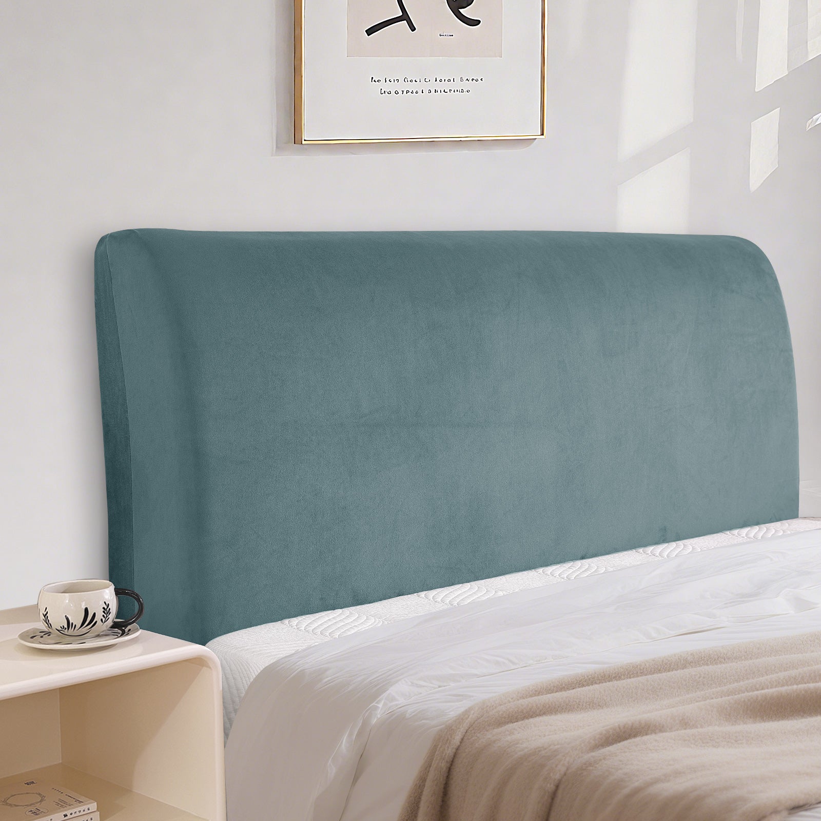 Ystyle 180cm Velvet Headboard Cover, Elastic Slipcover for Bed Headboard, Solid Color Washable Headboard Protector for Single/Double Beds