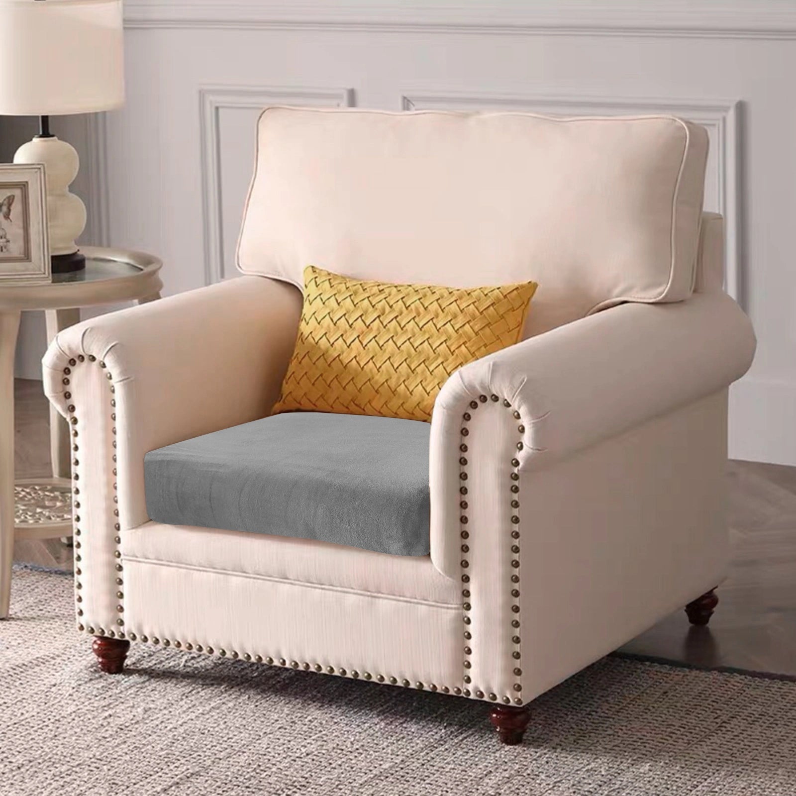 YSTYLE 1 Piece Velvet Cushion Cover – Stretch Fit, Anti-Slip, Universal for Separate Sofa Cushions