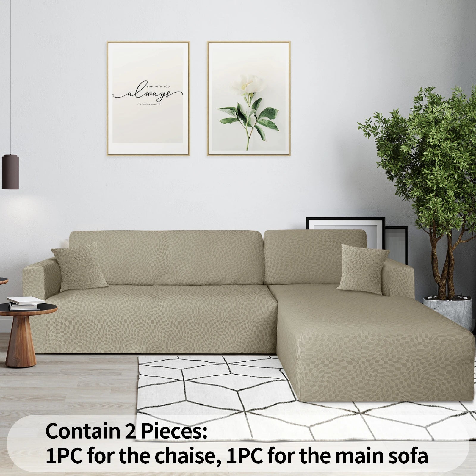 YSTYLE 2 Pieces Stretch Corner Sofa Cover 1 and 2 Seater L Shape-YSTYLE