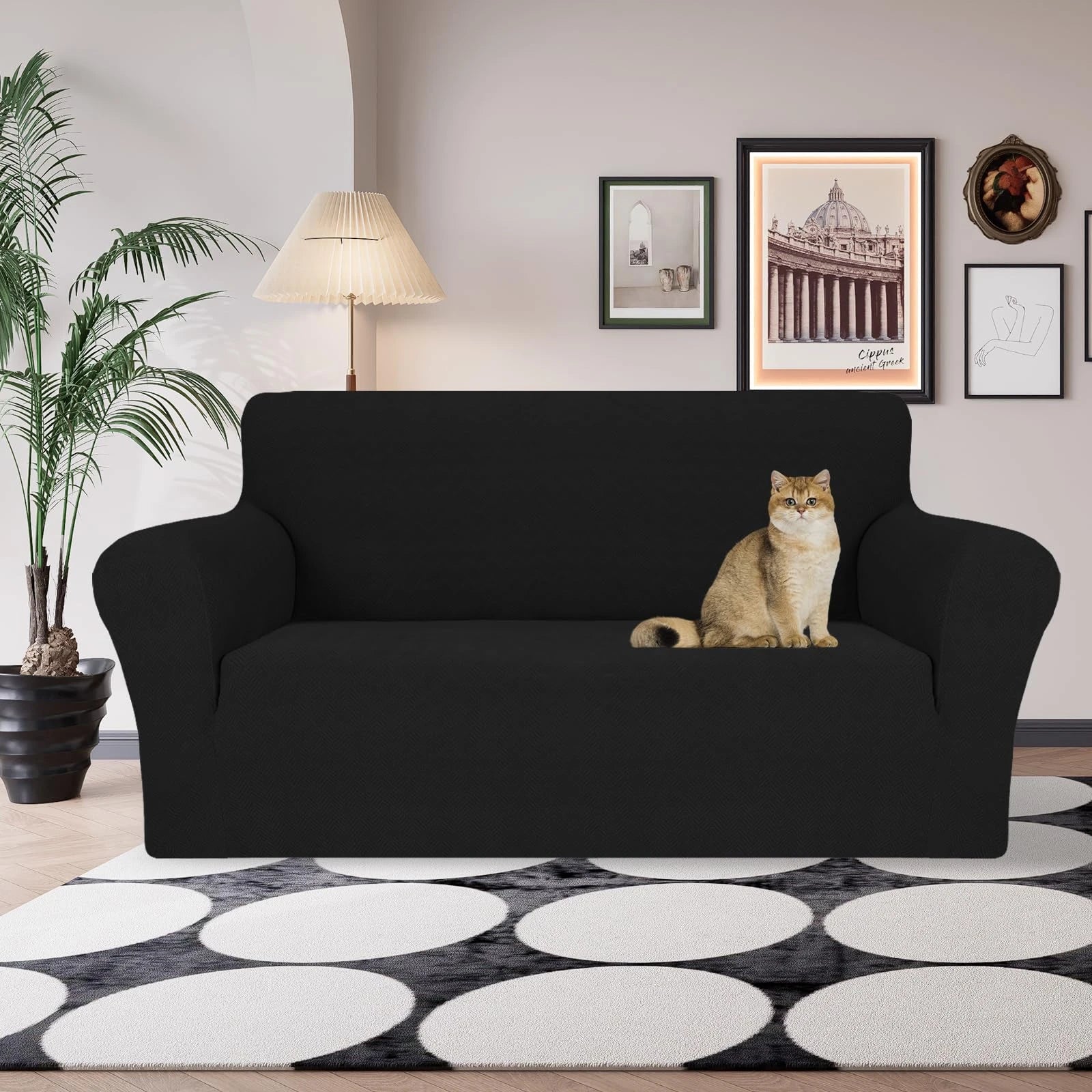 YSTYLE Stretch 2 Seater Sofa Cover with Armrests Anti-Slip Washable-YSTYLE