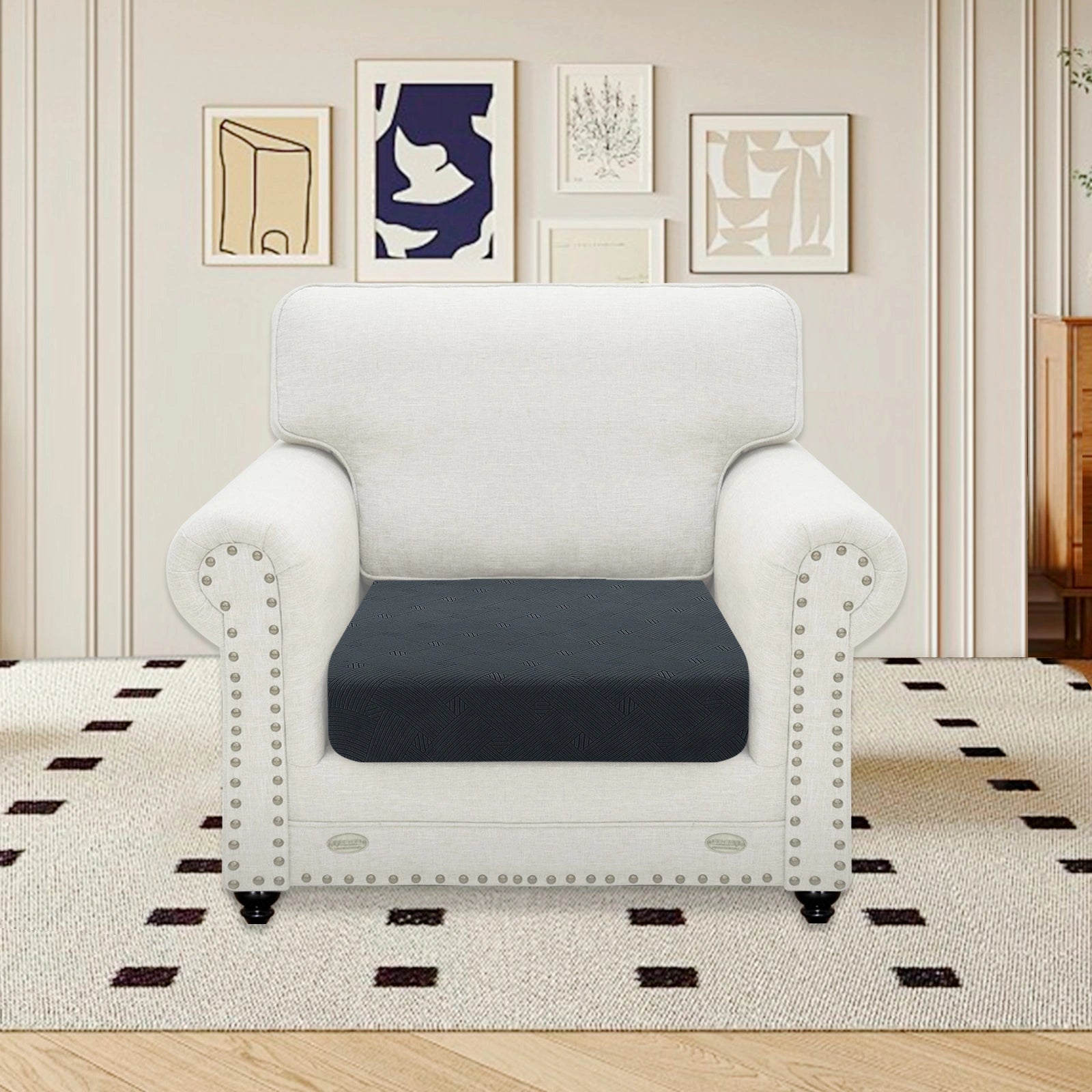 YSTYLE Sofa 1 Piece Cushion Cover – Stretch Fit, Anti-Slip, Geometric Pattern, Universal Use, Full Protection-Intertwined Pattern