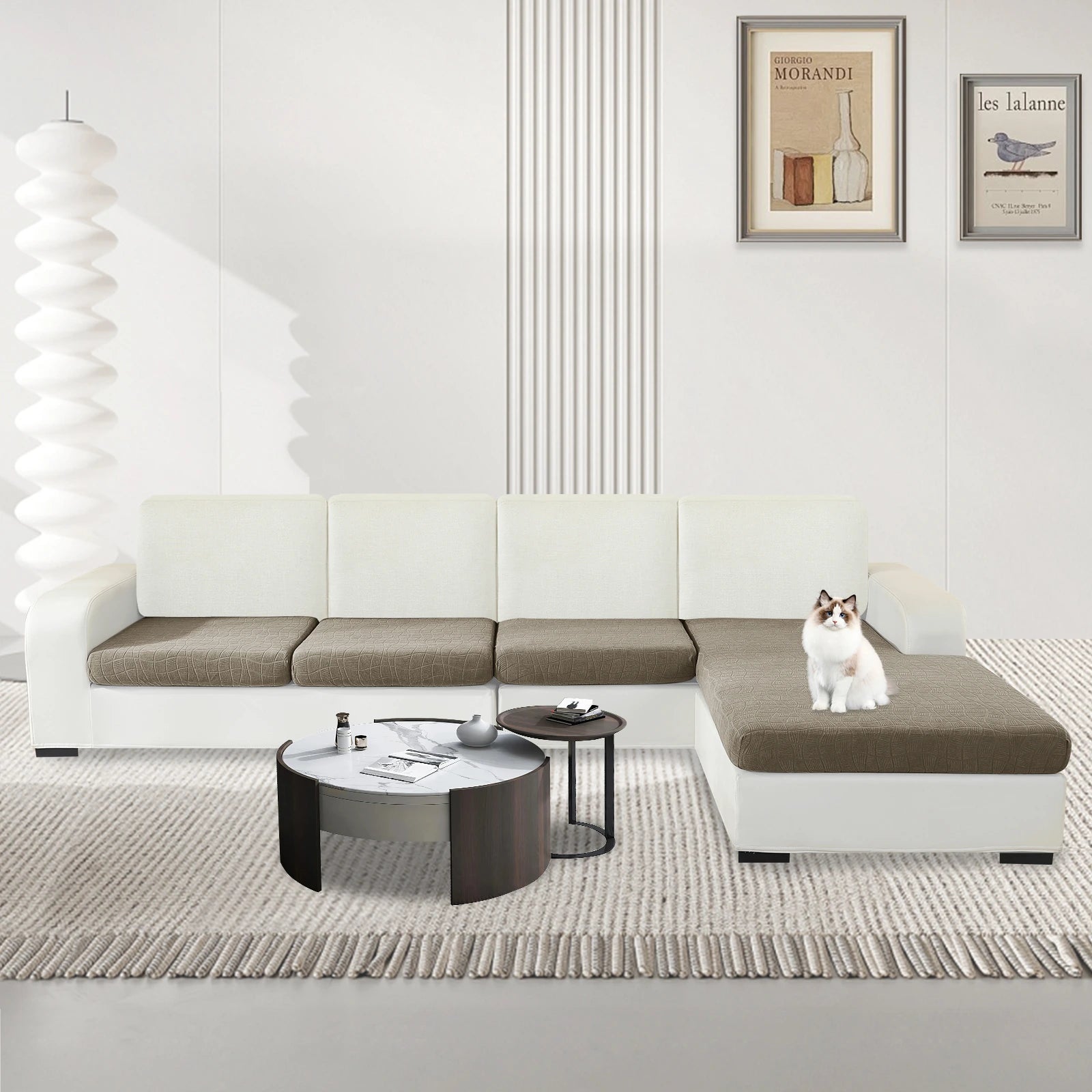 YSTYLE L-Shape & 3 Seater WaterProof Cushion Cover – Stretch Fit, Anti-Slip, Elastic, Washable, Universal Use-Ripple