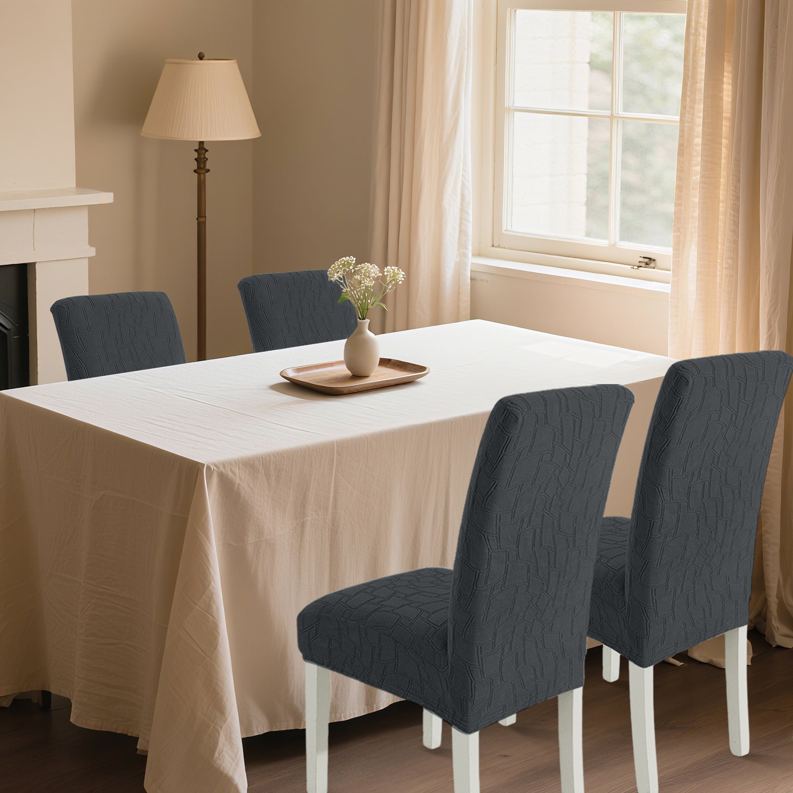 Ystyle 4-Piece Chair Covers with Backrest, Elastic Living Room Kitchen Chair Slipcovers, Soft Comfortable Anti-Scratch Chair Covers, Easy to Clean and Durable, Washable Removable