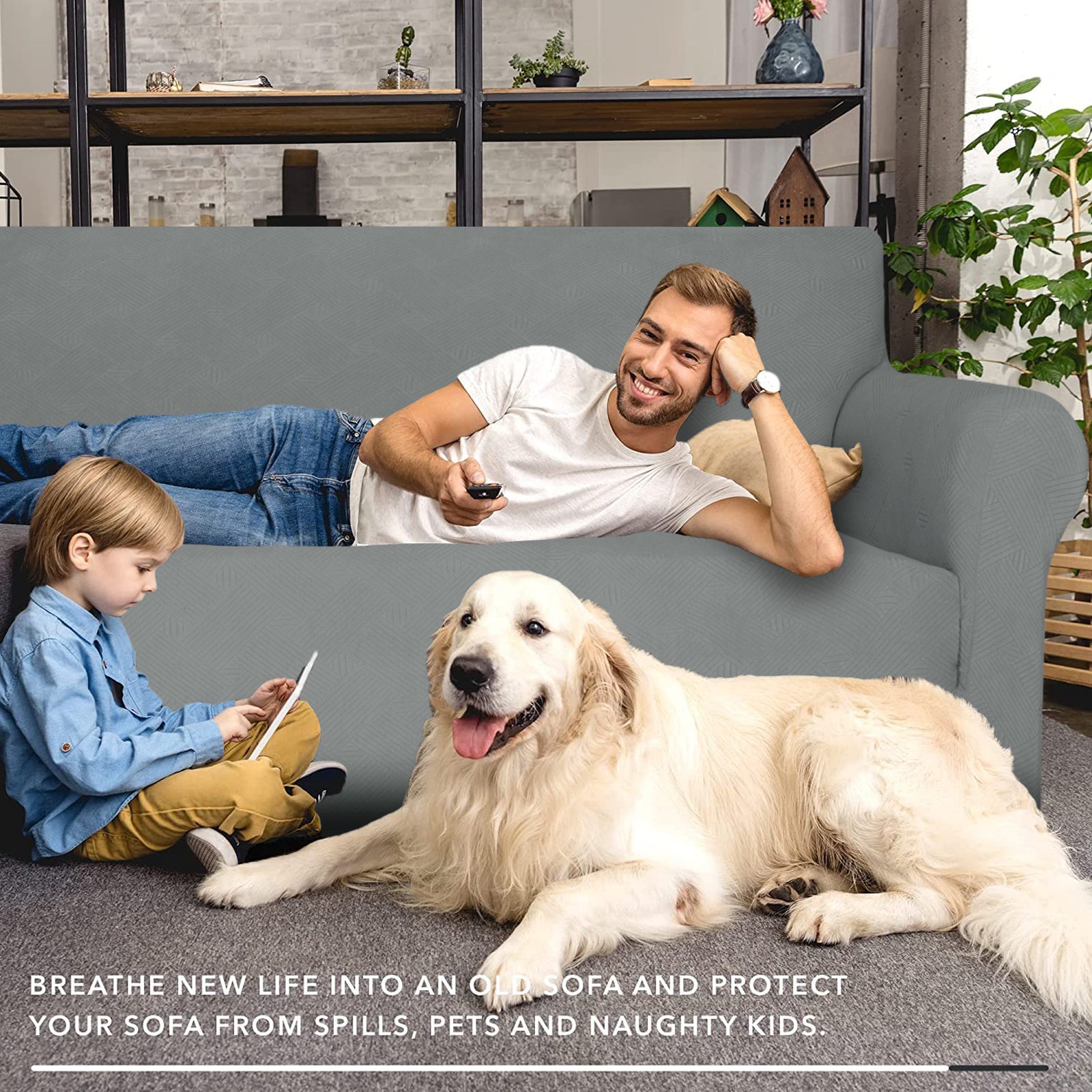 YSTYLE Hoch Stretch 3-Sitzer Sofa Bezug Anti-Rutsch Waschbar