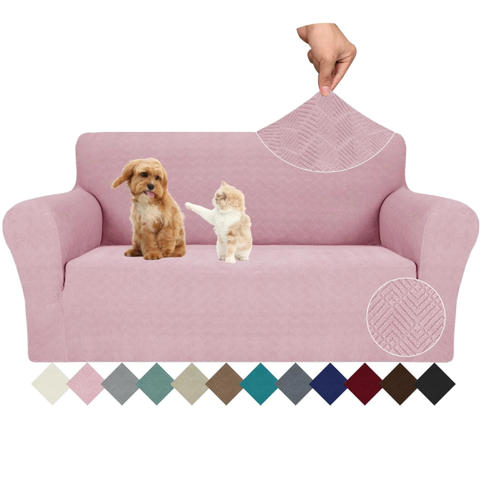 YSTYLE Stretch 2 Seater Sofa Cover with Armrests Anti-Slip Washable-YSTYLE