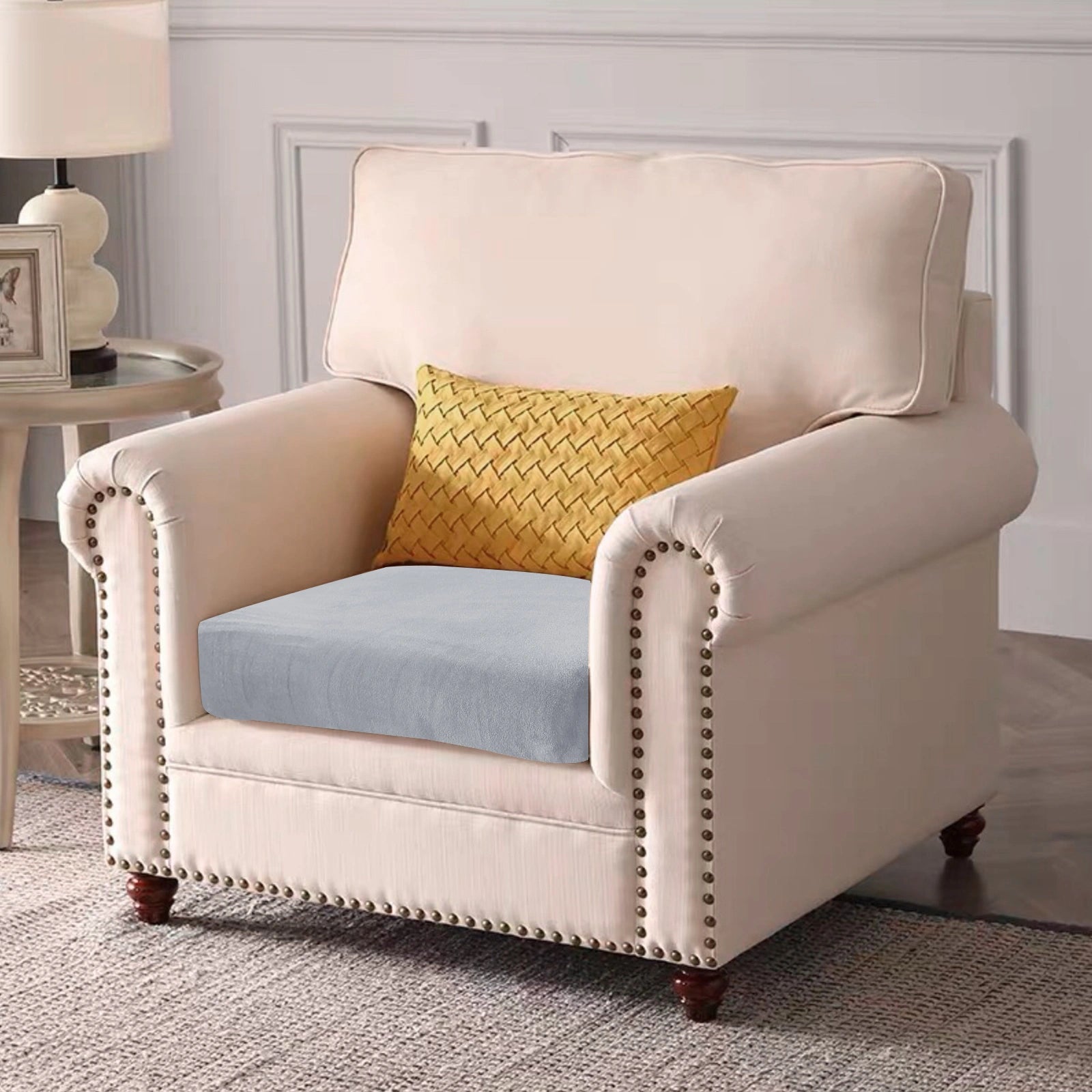 YSTYLE 1 Piece Velvet Cushion Cover – Stretch Fit, Anti-Slip, Universal for Separate Sofa Cushions