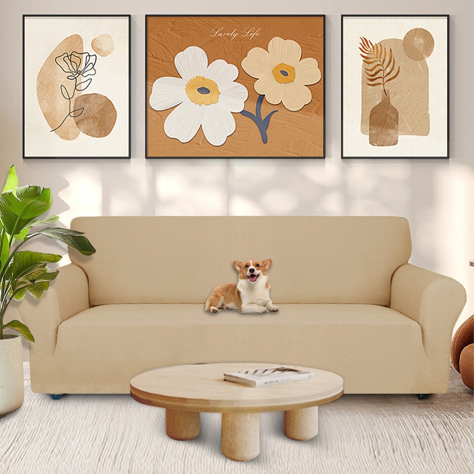 YSTYLE Stretch 4 Seater Sofa Cover Jacquard Anti-Slip-YSTYLE