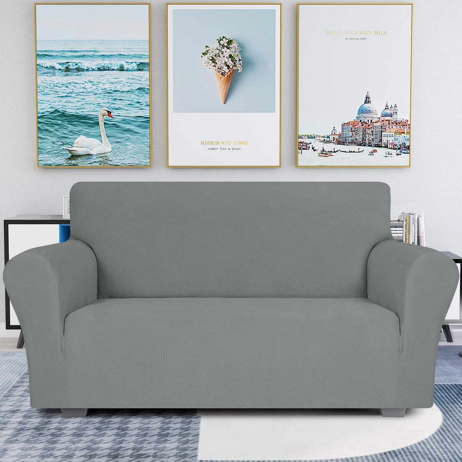 YSTYLE 2 Seater Sofa Cover - Elastic, Non-slip, Pet-friendly, Washable, Winter-friendly-Interwoven Pattern