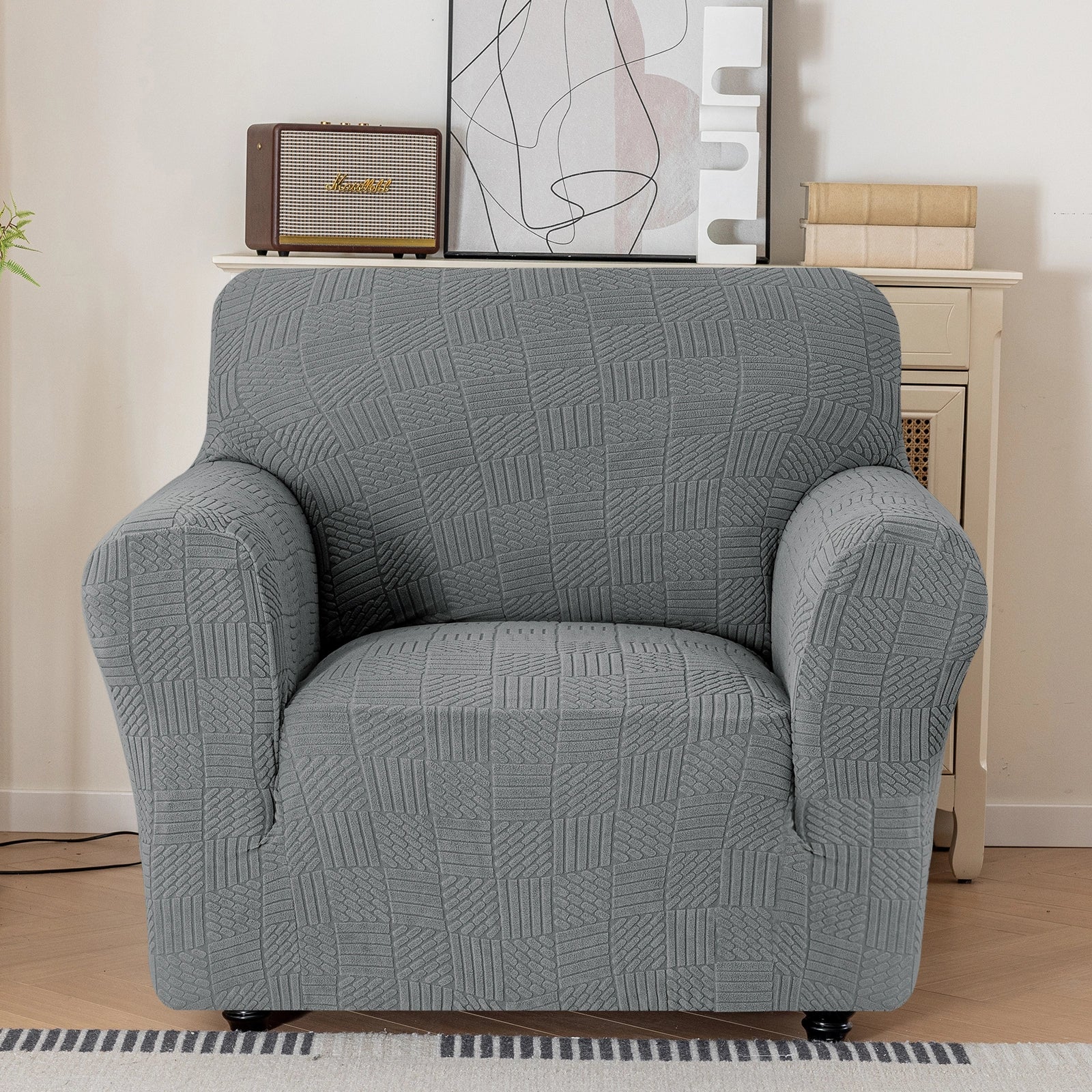 YSTYLE 1 Seater Sofa Cover – Stretch Fit, Anti-Slip, Pet-Friendly, Modern Design, Washable-Five line