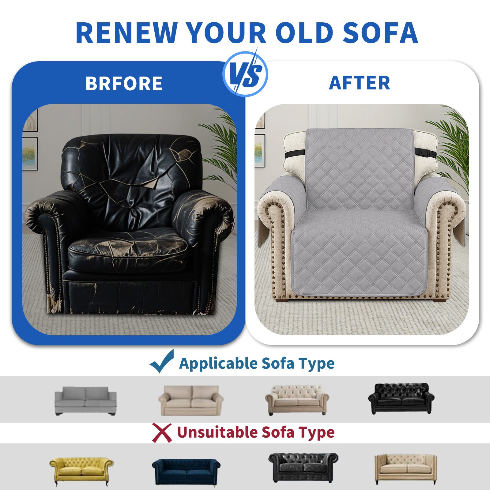 Ystyle 100% Waterproof 2 Seater Sofa Cover with Side Pockets-YSTYLE