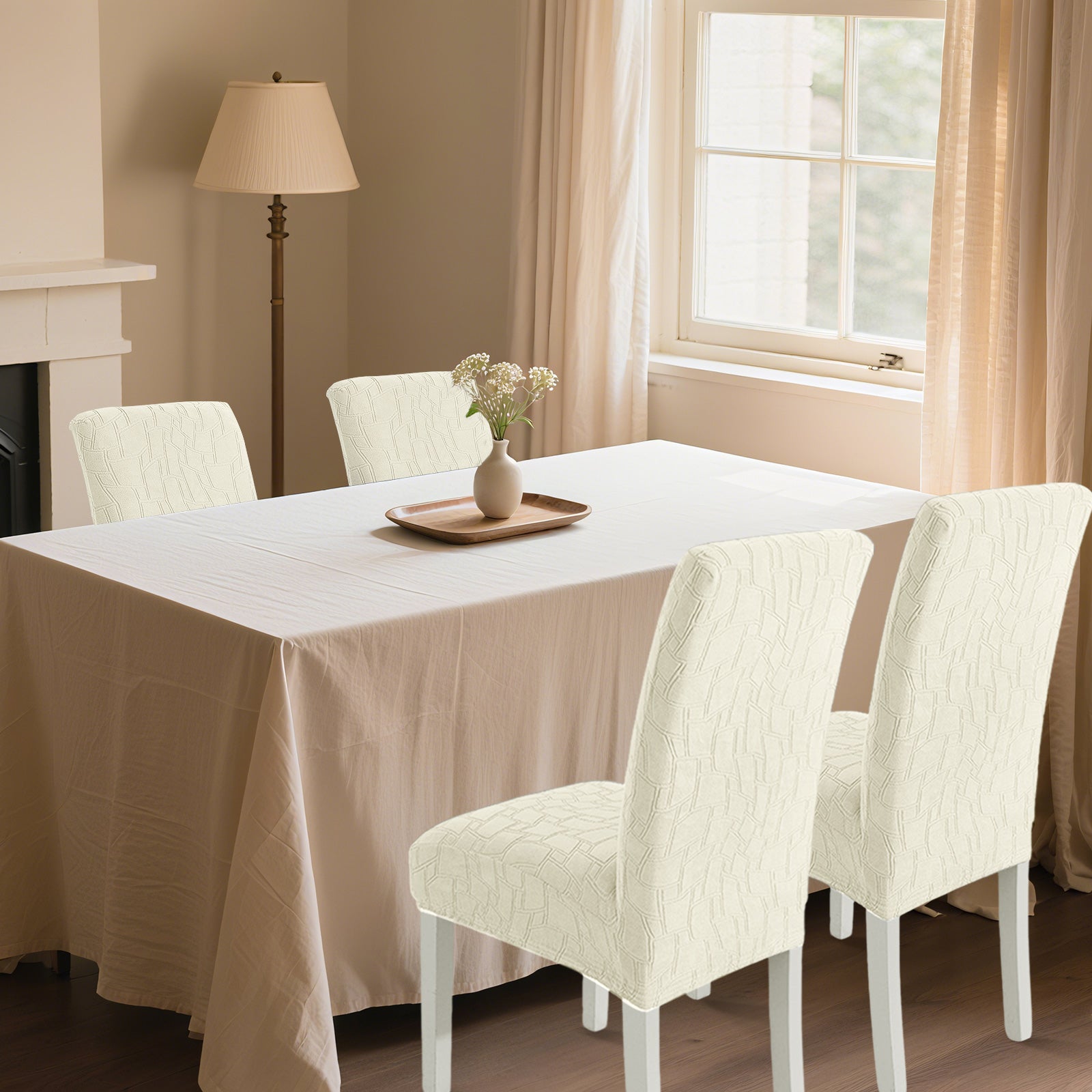 Ystyle 4-Piece Chair Covers with Backrest, Elastic Living Room Kitchen Chair Slipcovers, Soft Comfortable Anti-Scratch Chair Covers, Easy to Clean and Durable, Washable Removable