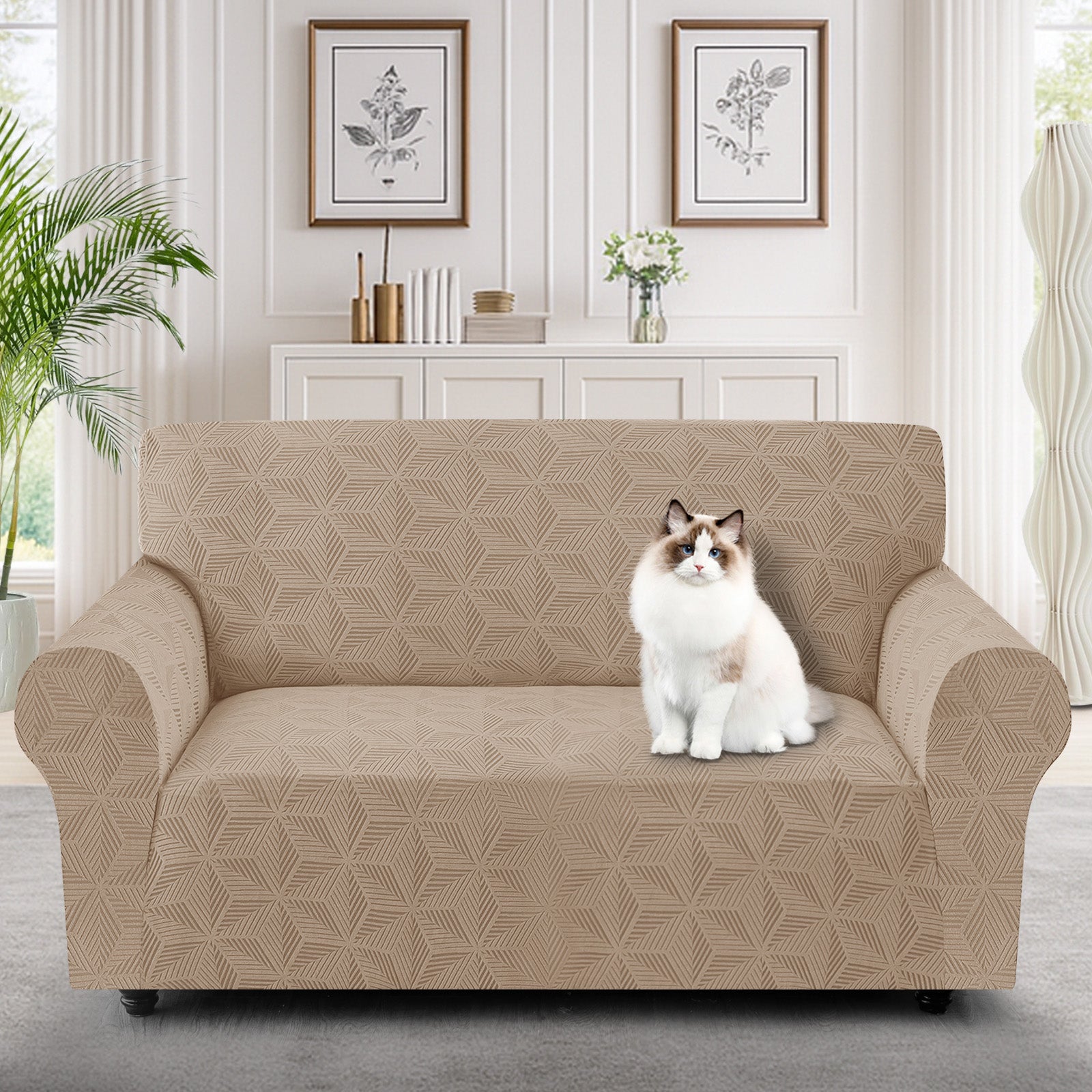 Ystyle 2-Seater Sofa Cover with Armrests, Stretch Sofa Cover, Universal Anti-Scratch Sofa Cover for Cats and Dogs, Non-Slip Sofa Cover, Washable Stain-Resistant Sofa Cover