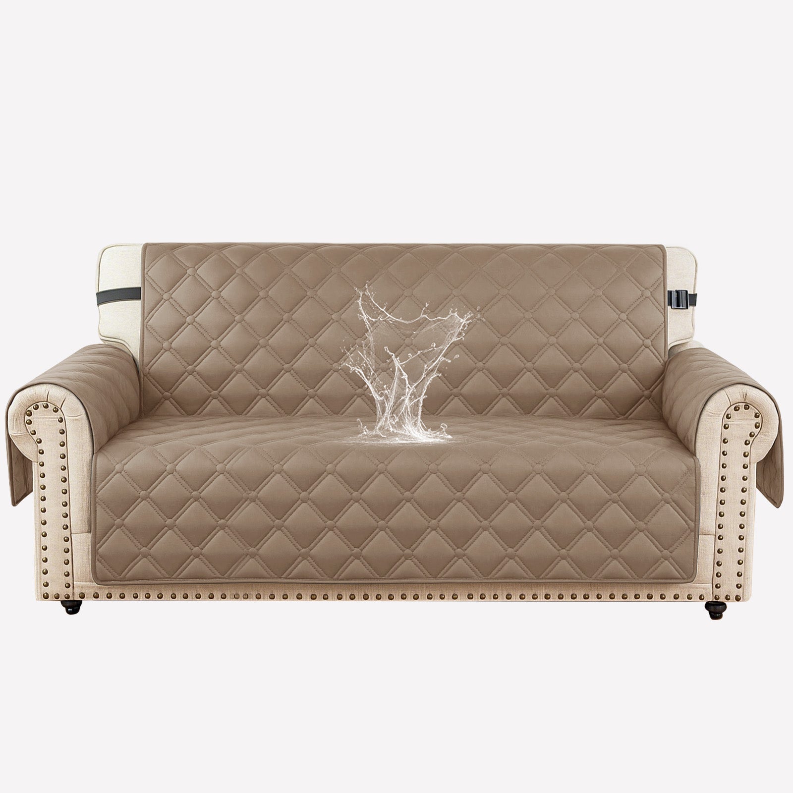 Ystyle Waterproof 2 Seater Sofa Cover with Armrests Side Pockets