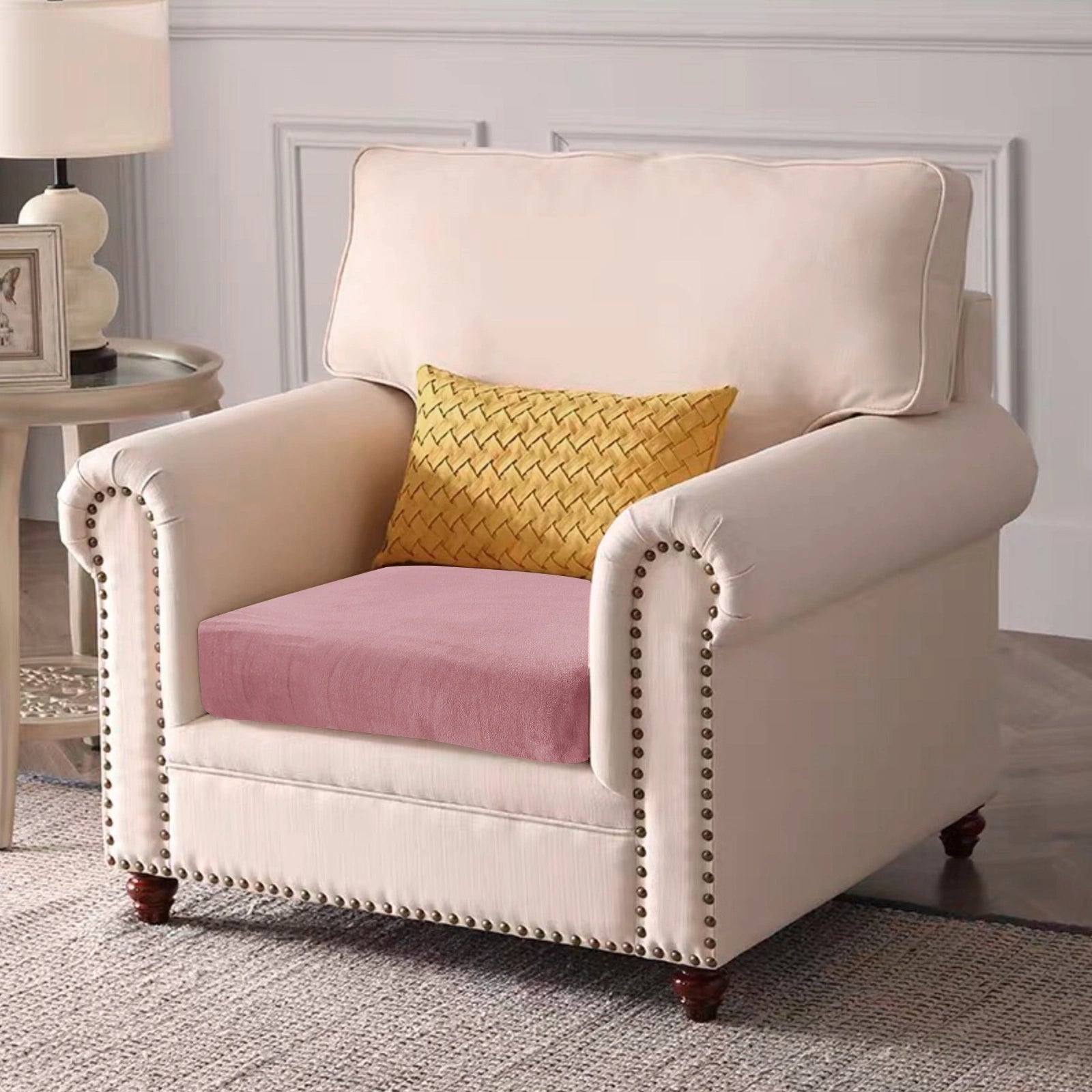 YSTYLE 1 Piece Velvet Cushion Cover – Stretch Fit, Anti-Slip, Universal for Separate Sofa Cushions