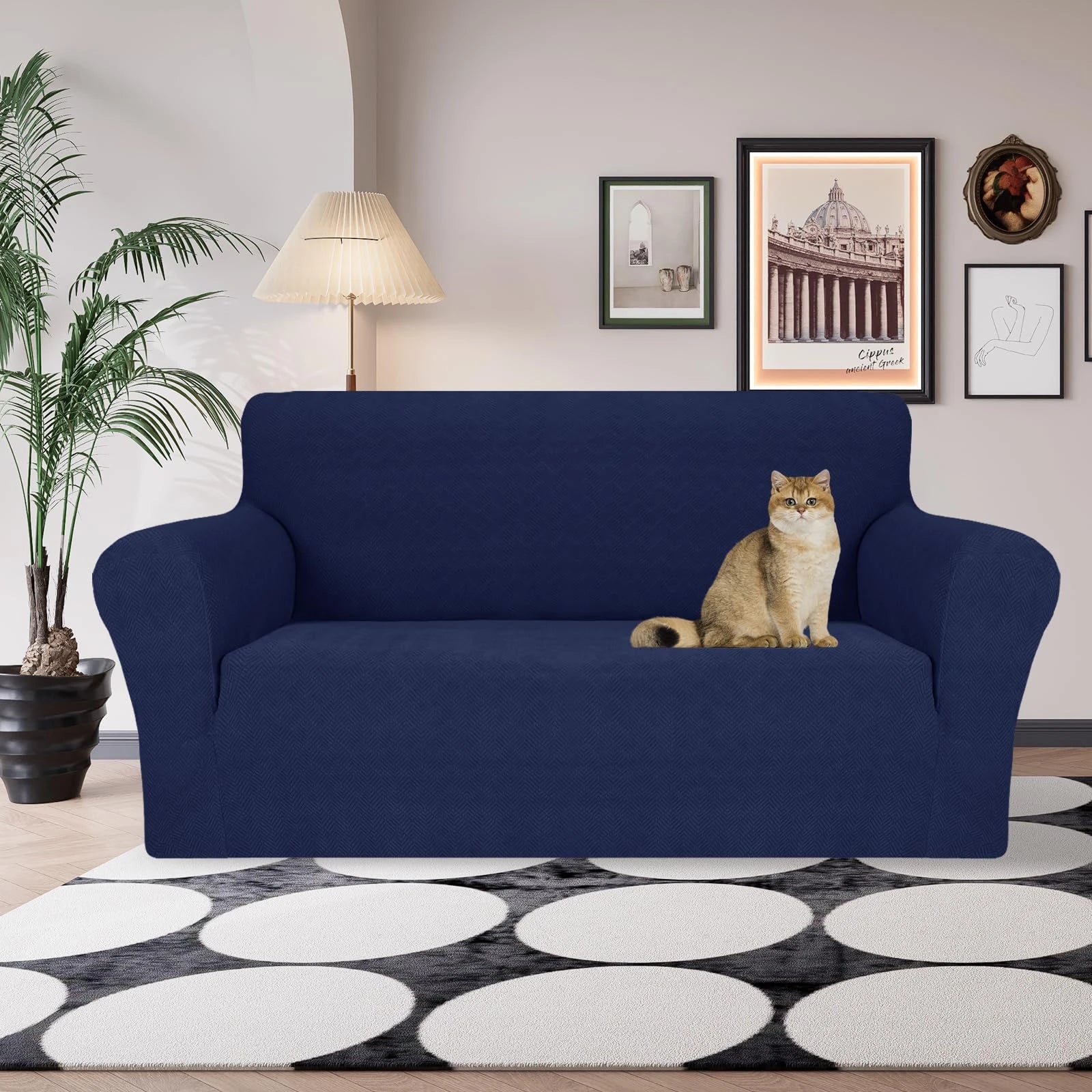 YSTYLE Stretch 2 Seater Sofa Cover with Armrests Anti-Slip Washable-YSTYLE
