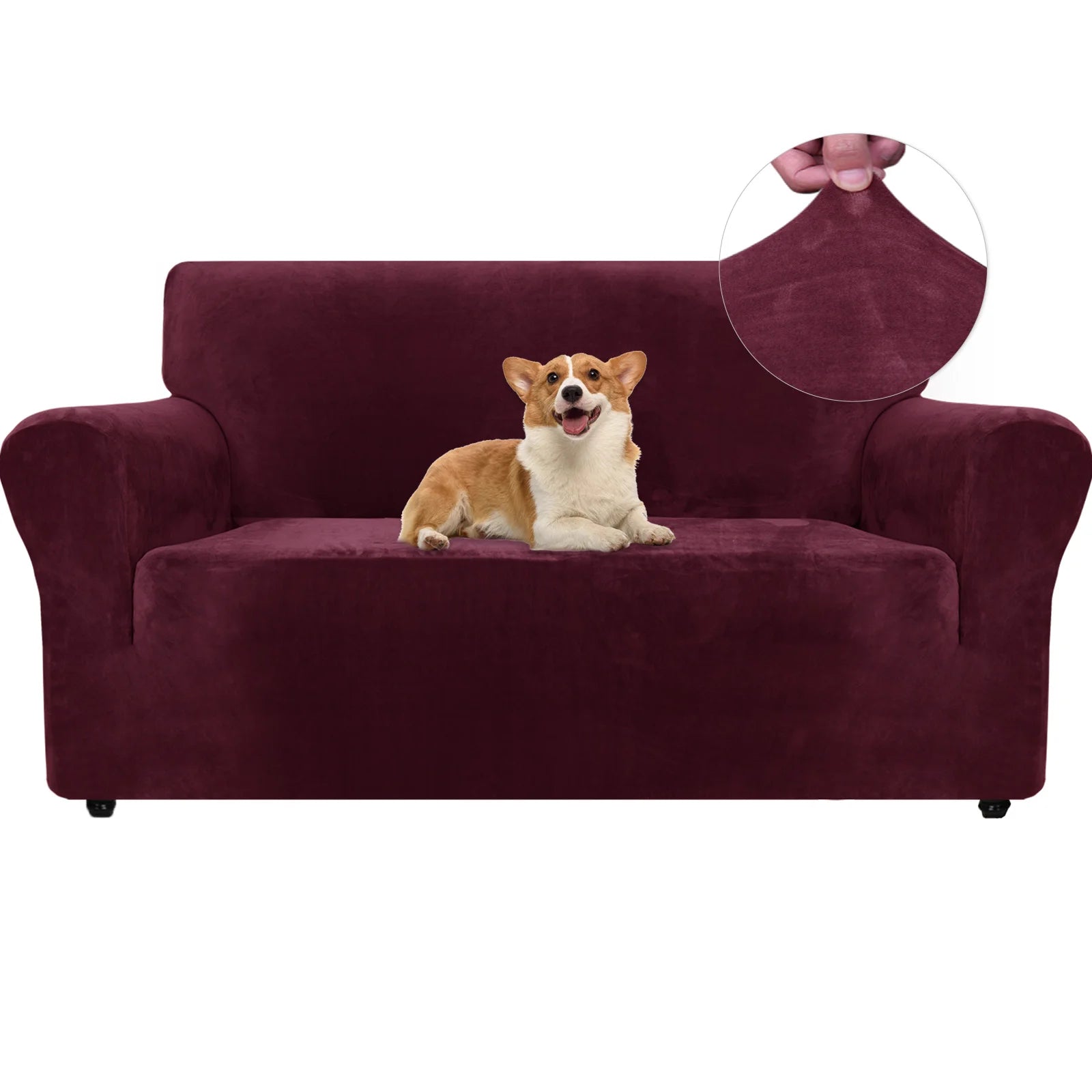 YSTYLE Velvet 2 Seater Sofa Cover – Stretch Fit, Anti-Scratch, Pet-Friendly, Non-Slip, Washable