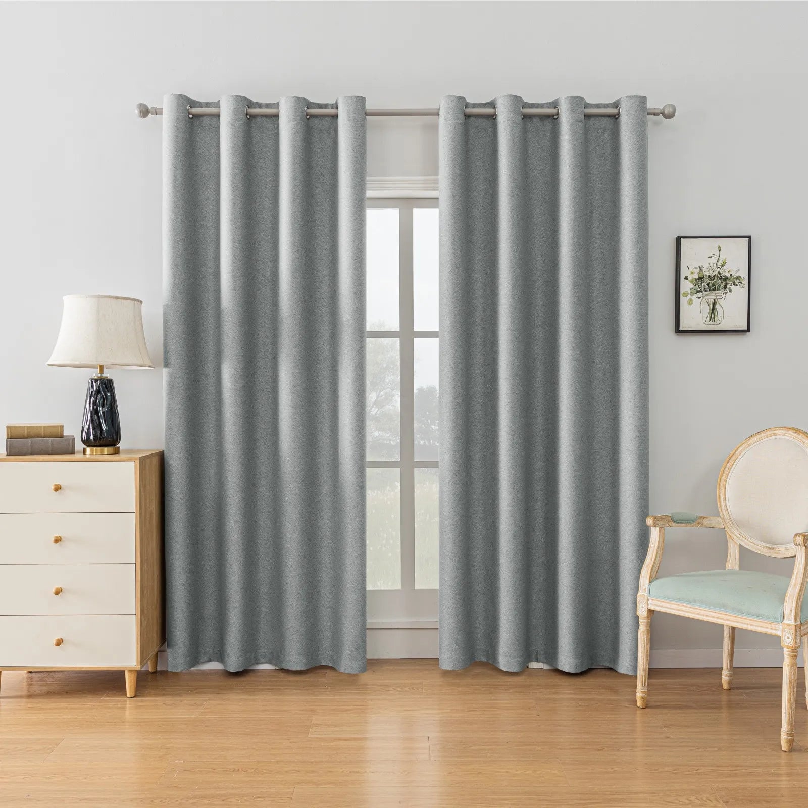 YSTYLE Velvet Curtains – 2 pcs, Blackout, Thermal Insulated, Modern Eyelet Drapes