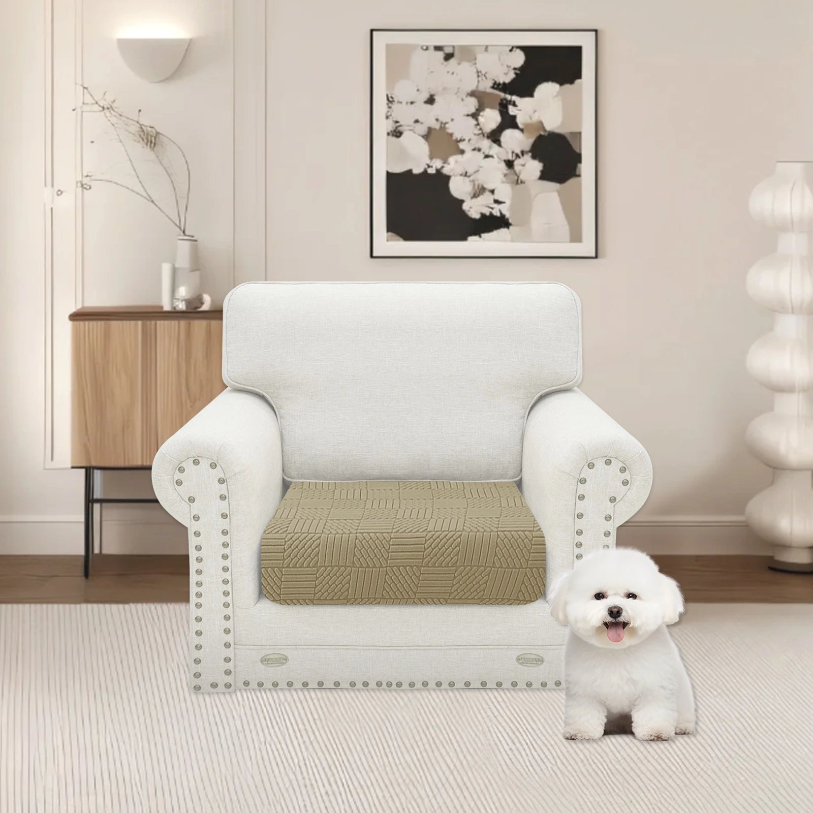 YSTYLE 1 Piece Sofa Cushion Cover – Stretch Fit, Elastic Bottom, Universal Use, Anti-Slip, Full Protection-Five Line