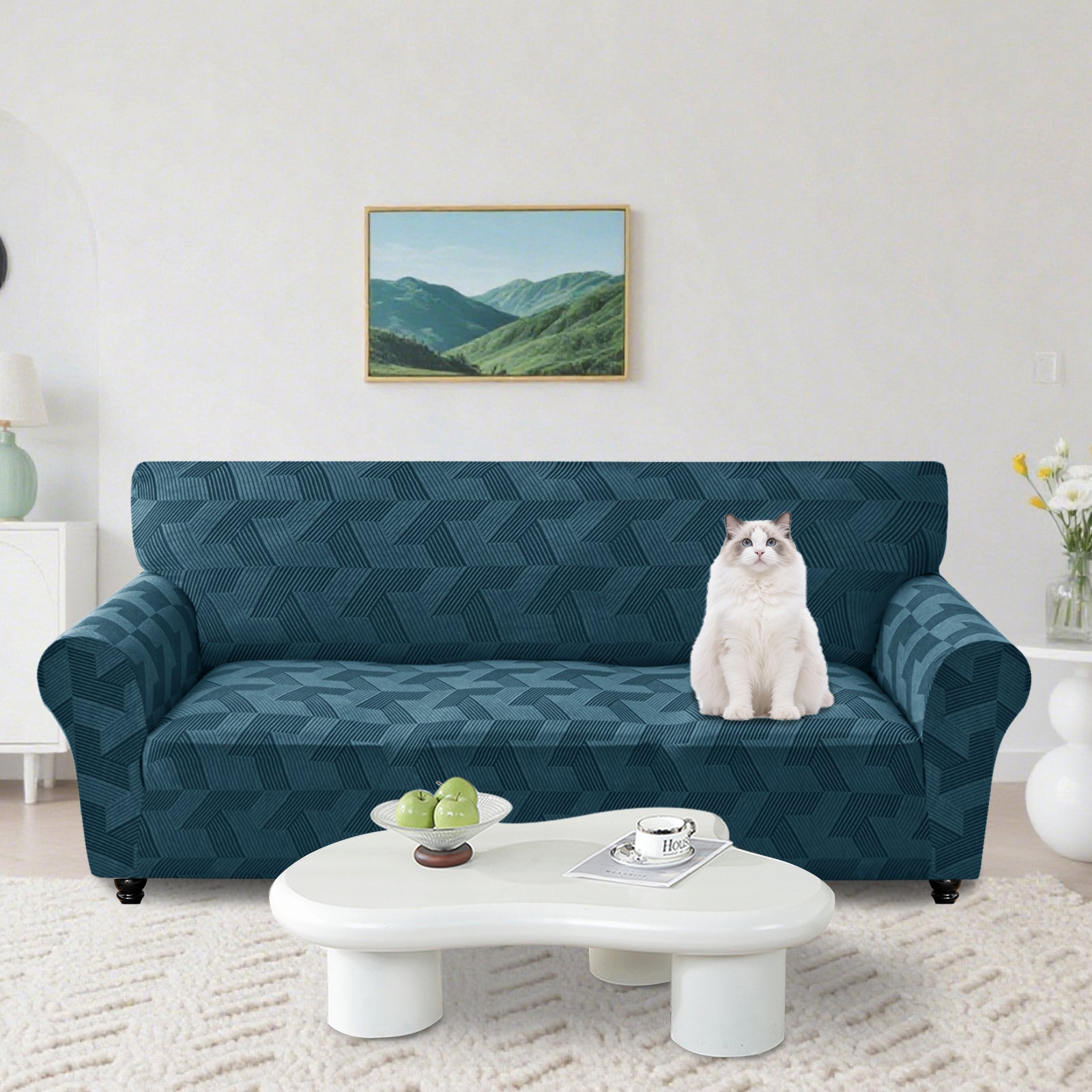 Ystyle 1-Seat Sofa Cover with Armrests, Elastic Universal Sofa Protector, Stain-Resistant & Non-Slip Sofa Slipcover, Anti-Scratch, Super Stretch, Machine Washable