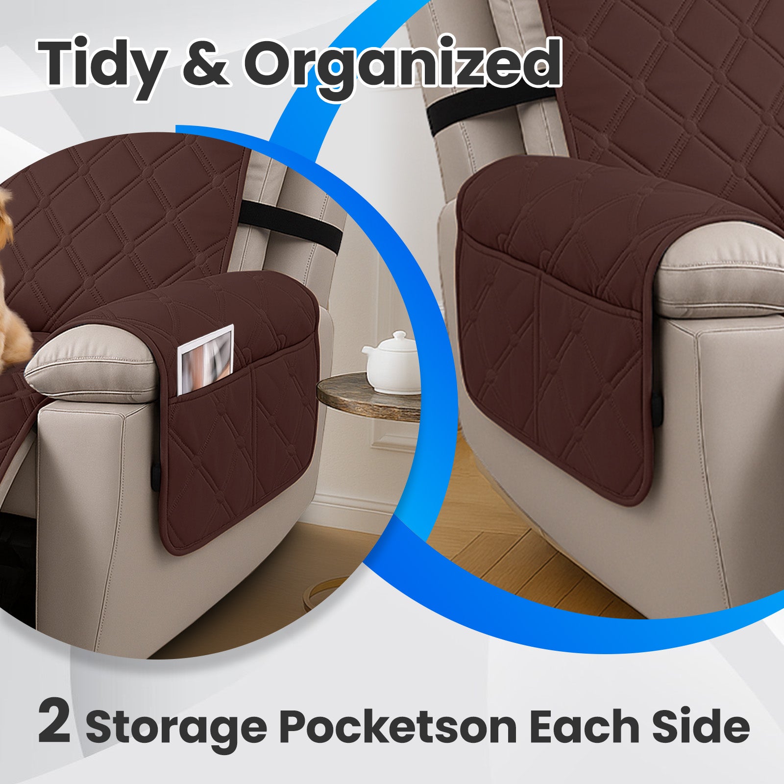 YSTYLE Waterproof Armchair Cover with Pockets and Non Slip Backing-YSTYLE