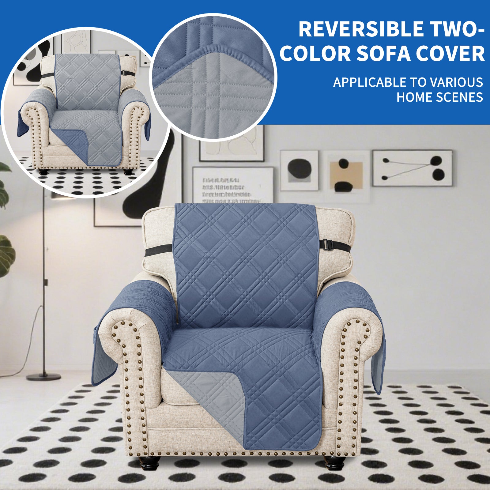 Ystyle Reversible 4 Seater Sofa Cover with Armrests Anti-Slip-YSTYLE