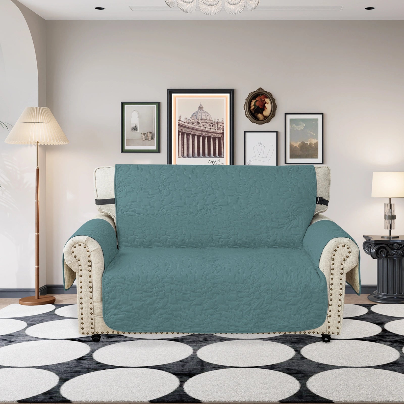 YSTYLE 2 Seater Sofa Cover – Waterproof, Anti-Slip, Cat Scratch-Resistant, Quilted Protection-Quads Shape