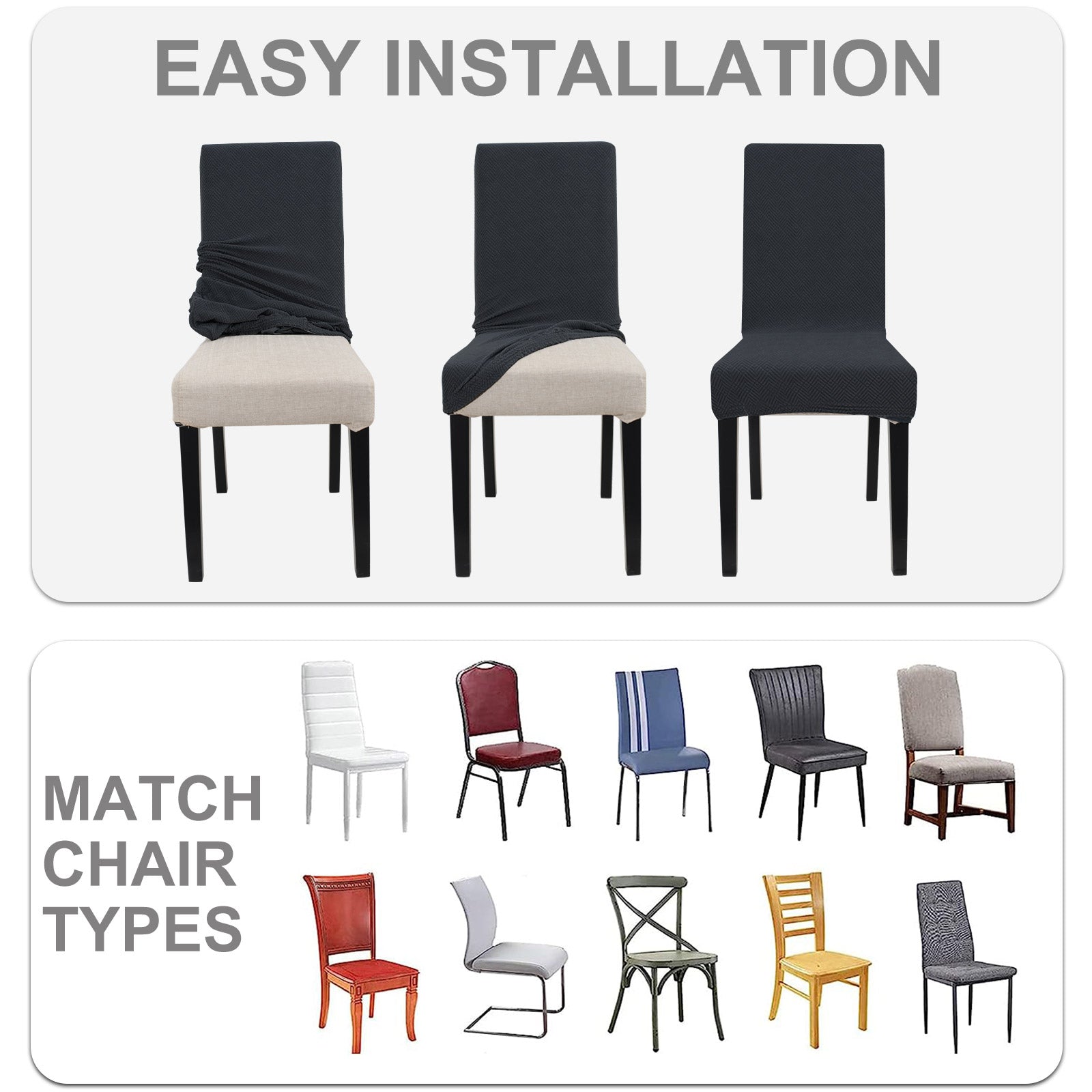 YSTYLE 2 Pieces élastique Dining Chair couvertures Diamond Jacquard