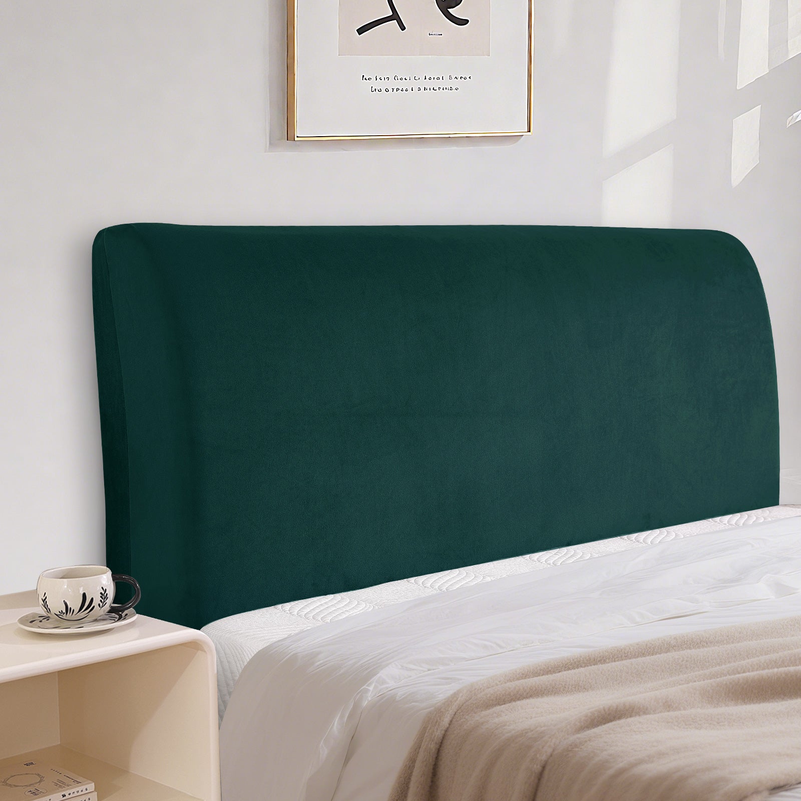 Ystyle 180cm Velvet Headboard Cover, Elastic Slipcover for Bed Headboard, Solid Color Washable Headboard Protector for Single/Double Beds