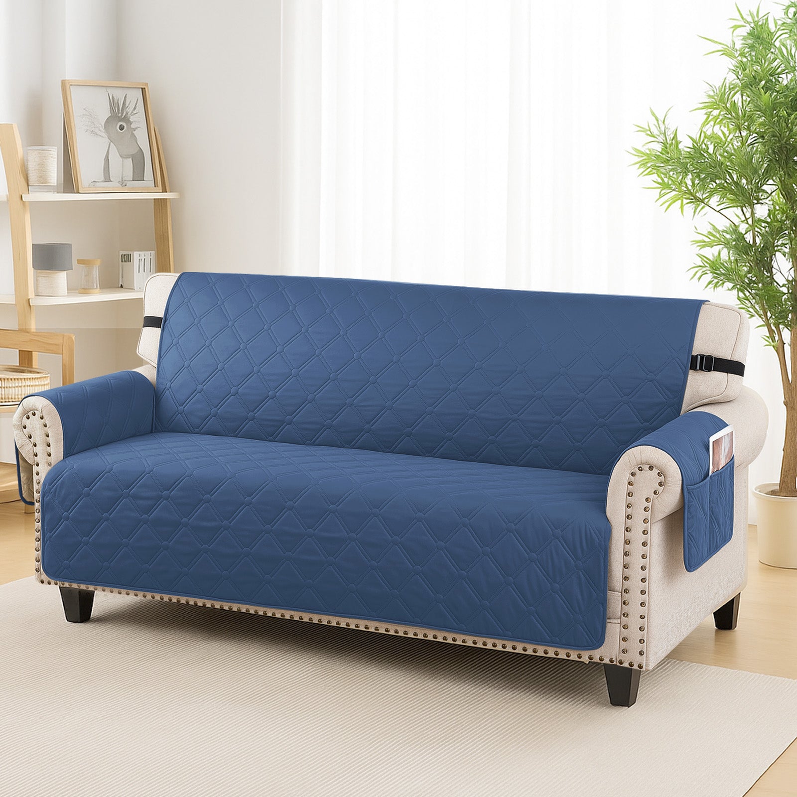 Ystyle Waterproof 2 Seater Sofa Cover with Armrests Side Pockets