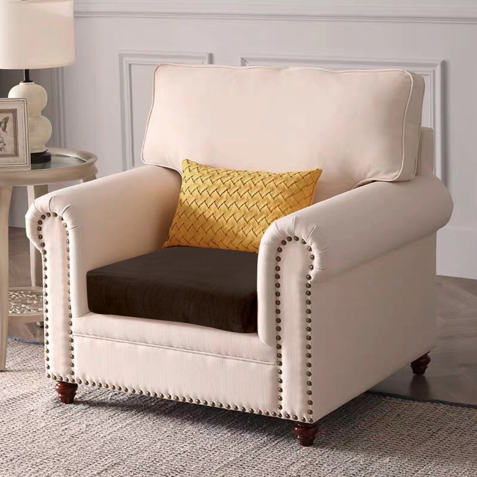 YSTYLE 1 Piece Velvet Cushion Cover – Stretch Fit, Anti-Slip, Universal for Separate Sofa Cushions