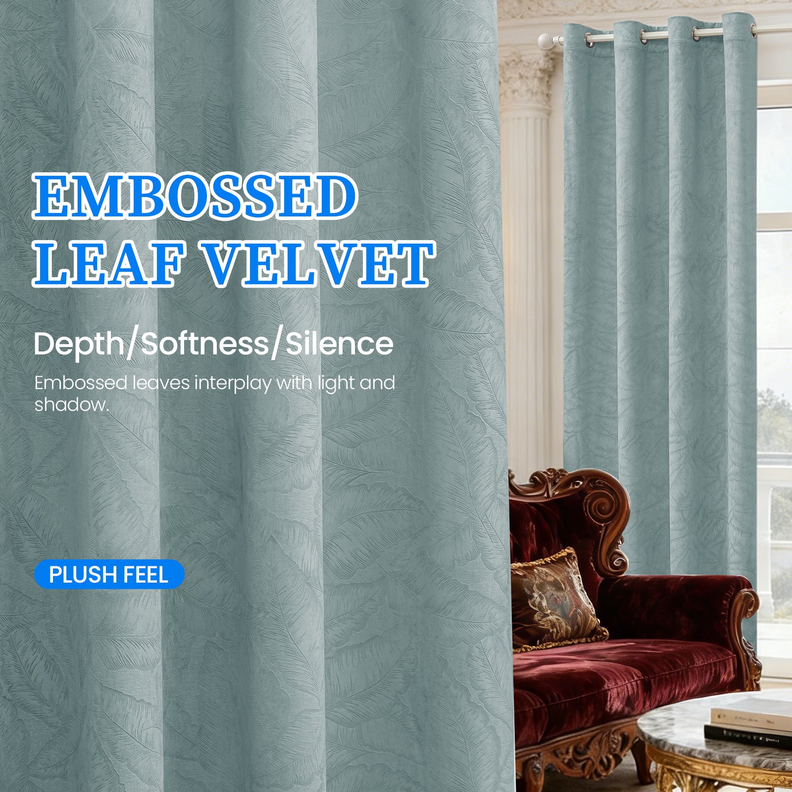 2 Pieces rideaux opacifiants with Stainless Steel Eyelets thermique Polyester Panels