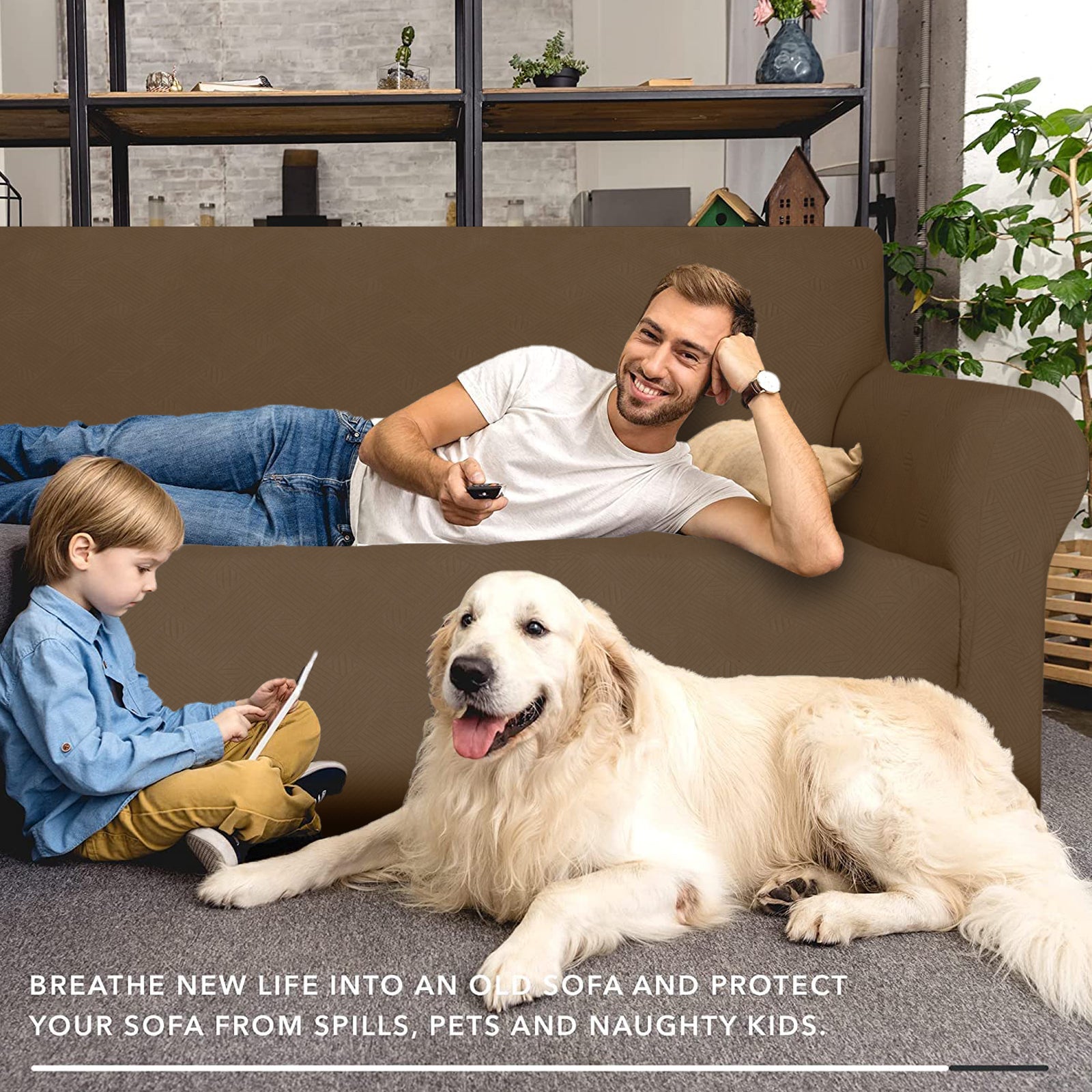 YSTYLE Hoch Stretch 3-Sitzer Sofa Bezug Anti-Rutsch Waschbar