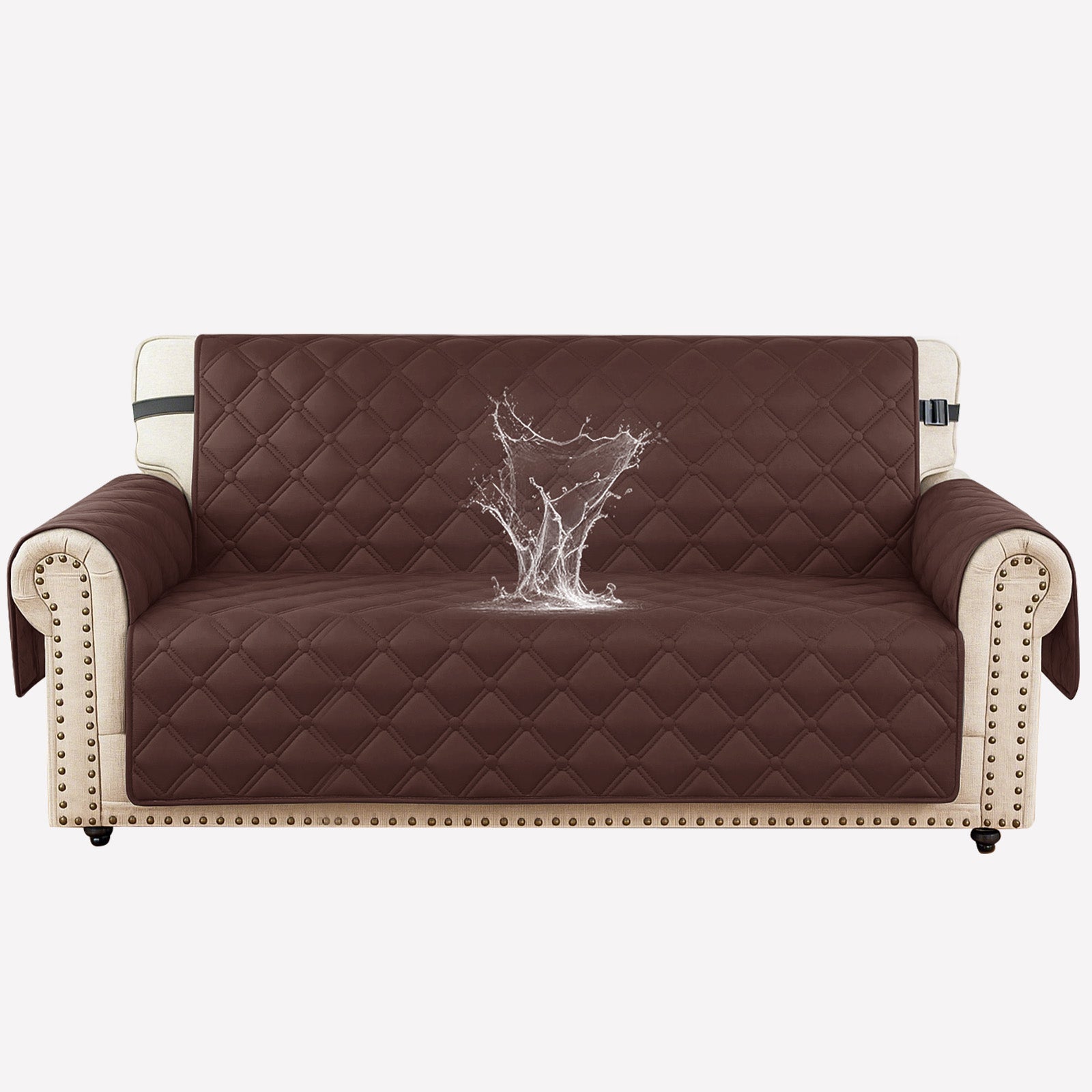 Ystyle Waterproof 2 Seater Sofa Cover with Armrests Side Pockets