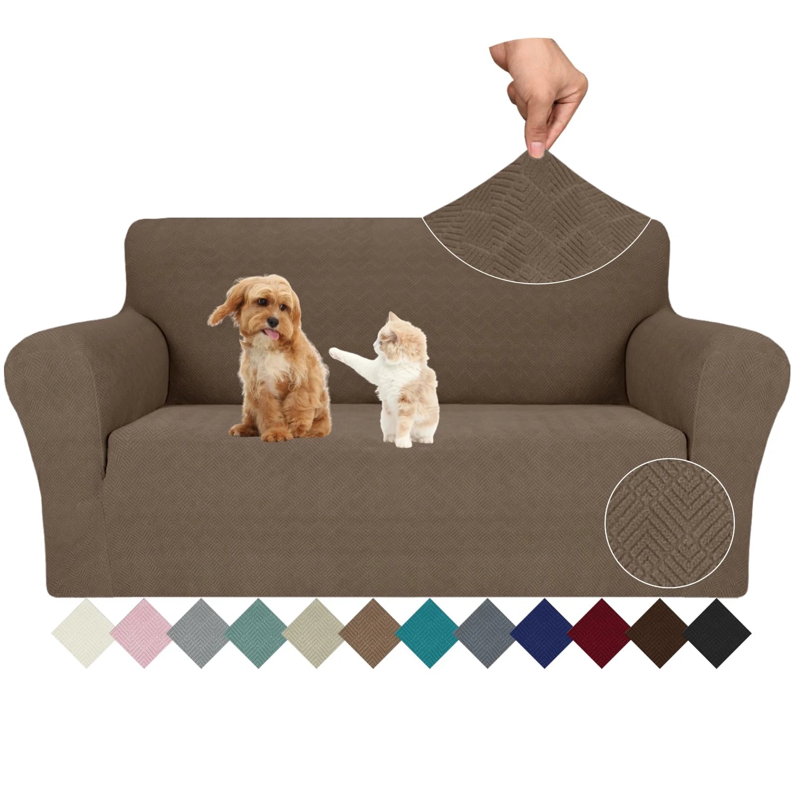 YSTYLE Stretch 2 Seater Sofa Cover with Armrests Anti-Slip Washable-YSTYLE