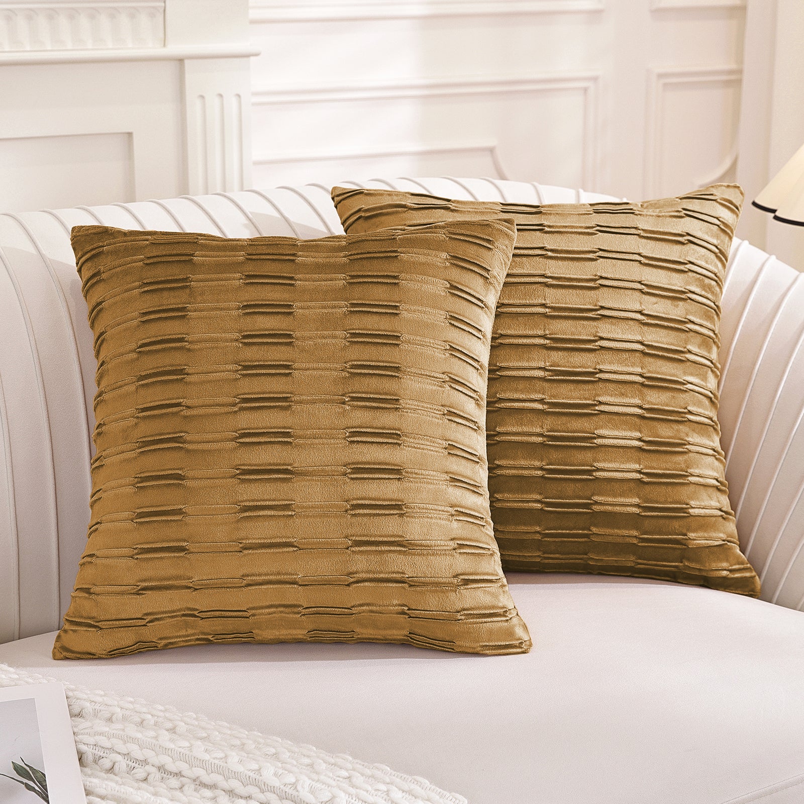 Ystyle Sofa Cushion Covers 40 x 40 cm Set of 2 Soft Velvet Sofa Cushion Covers Modern Bedroom Sofa Bed Invisible Zipper Washable Elegant Durable