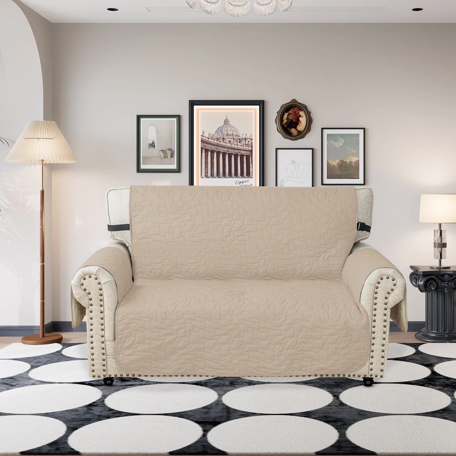 YSTYLE 2 Seater Sofa Cover – Waterproof, Anti-Slip, Cat Scratch-Resistant, Quilted Protection-Quads Shape