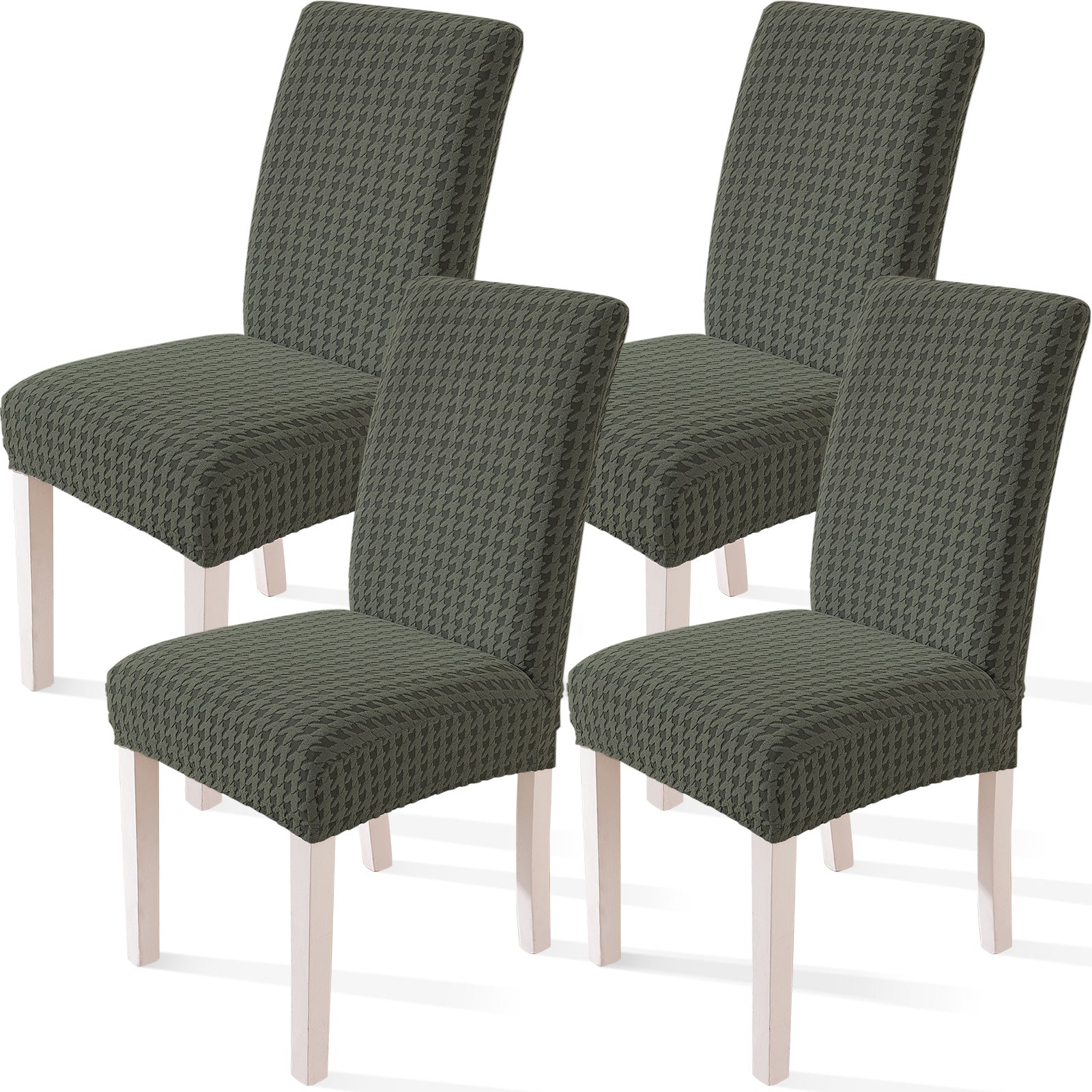 Ystyle 4-Piece Chair Covers with Backrest, Elastic Living Room Kitchen Chair Slipcovers, Universal Stretch Dining Chair Covers, Modern Cat-Scratch Resistant Chair Protectors