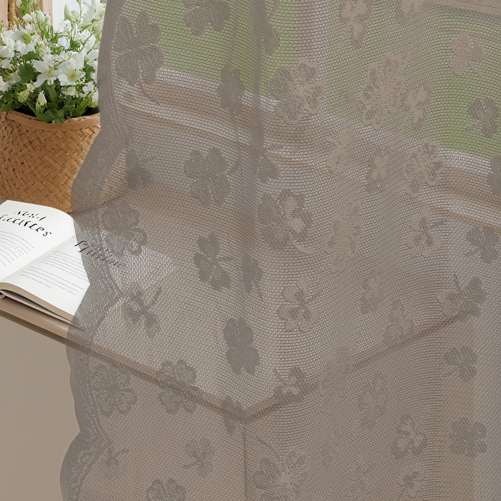YSTYLE 2 Pieces Lace Voile Curtains with Eyelets-YSTYLE
