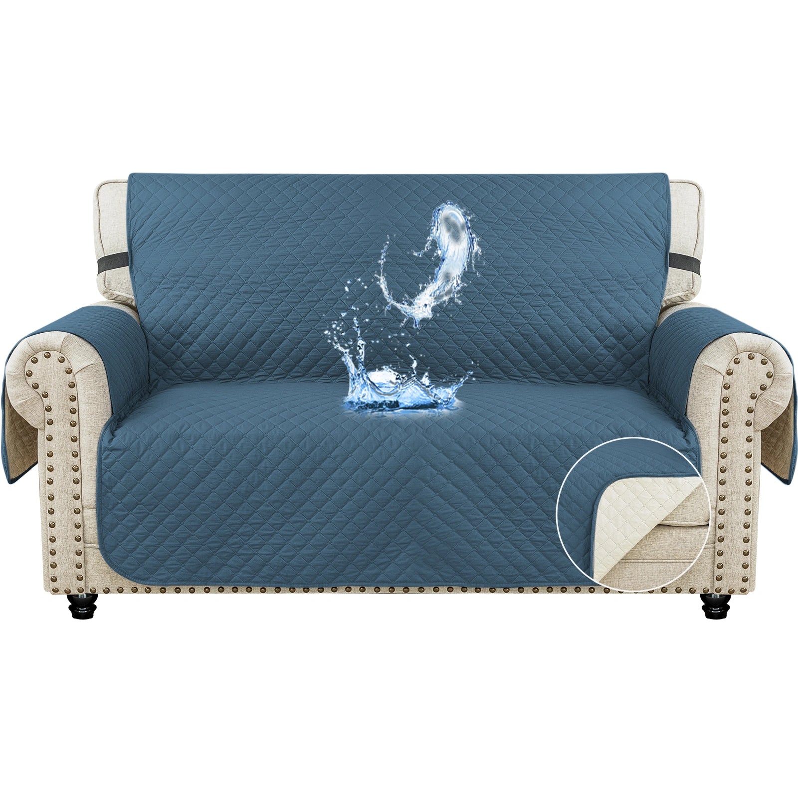 YSTYLE 2 Seater Couch Protector & WaterProof – Stretch Sofa Cover, Anti-Slip with Storage Pocket, Ideal for Pets-Rhombic