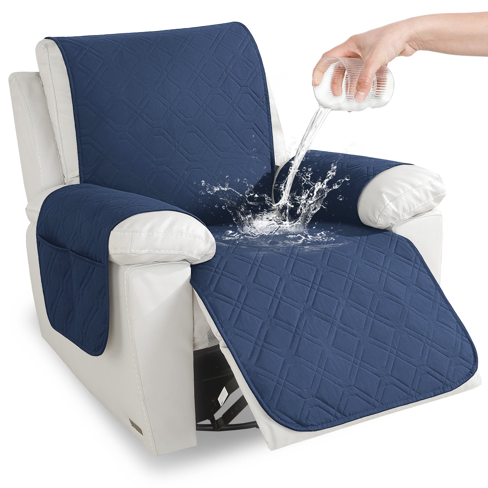 Waterproof Recliner Armchair Cover with Armrests Anti Slip Pockets