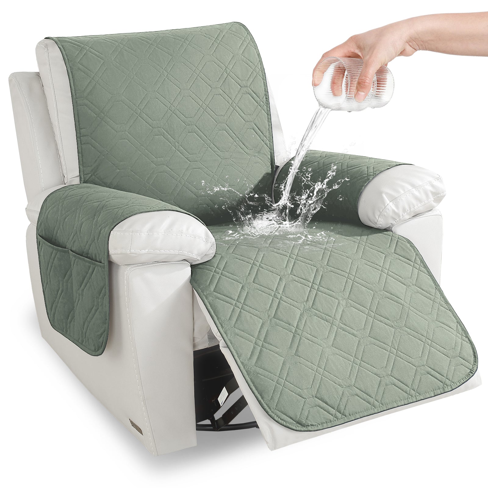 Larger imperméable Recliner Armchair couverture with accoudoirs antidérapant Pockets