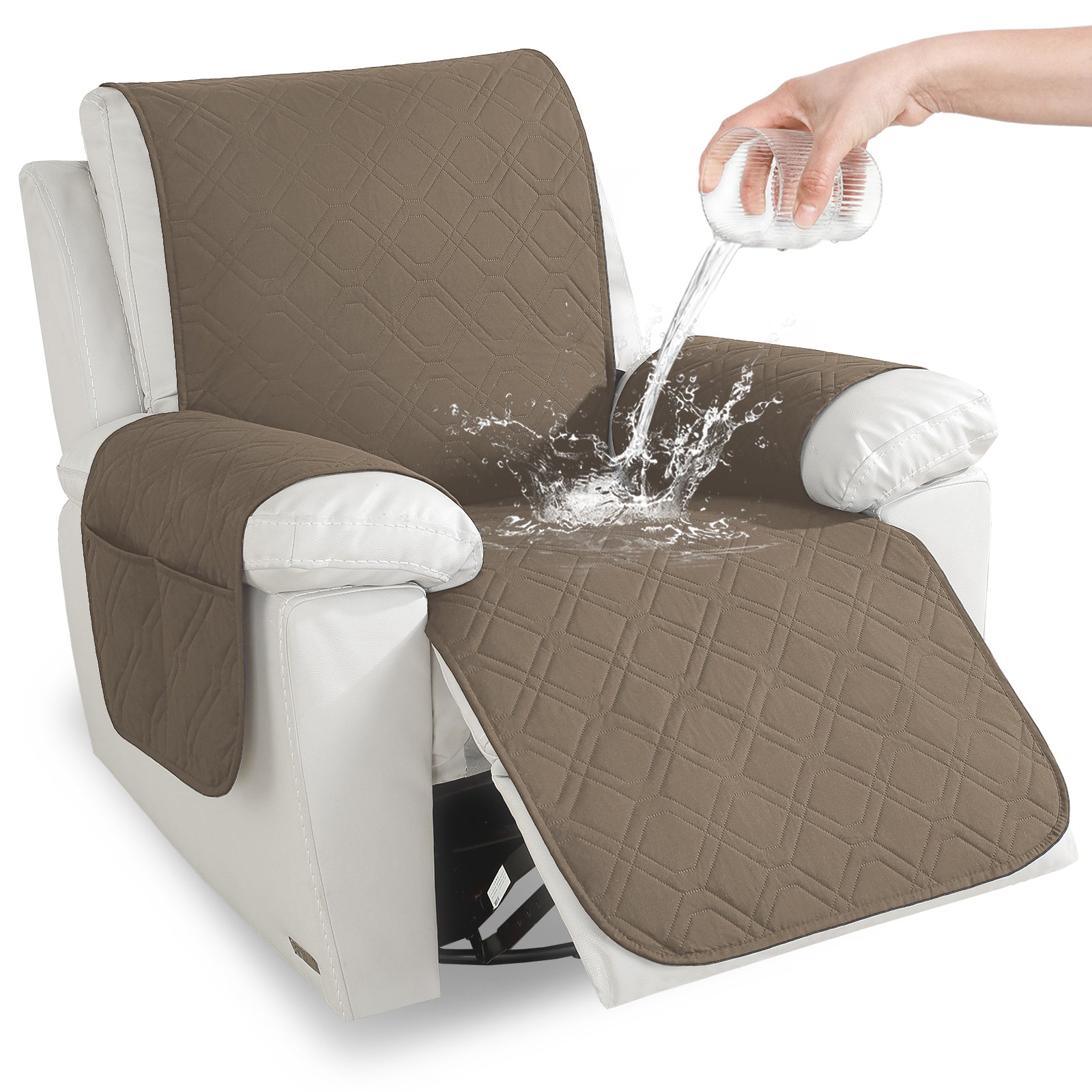 Larger imperméable Recliner Armchair couverture with accoudoirs antidérapant Pockets