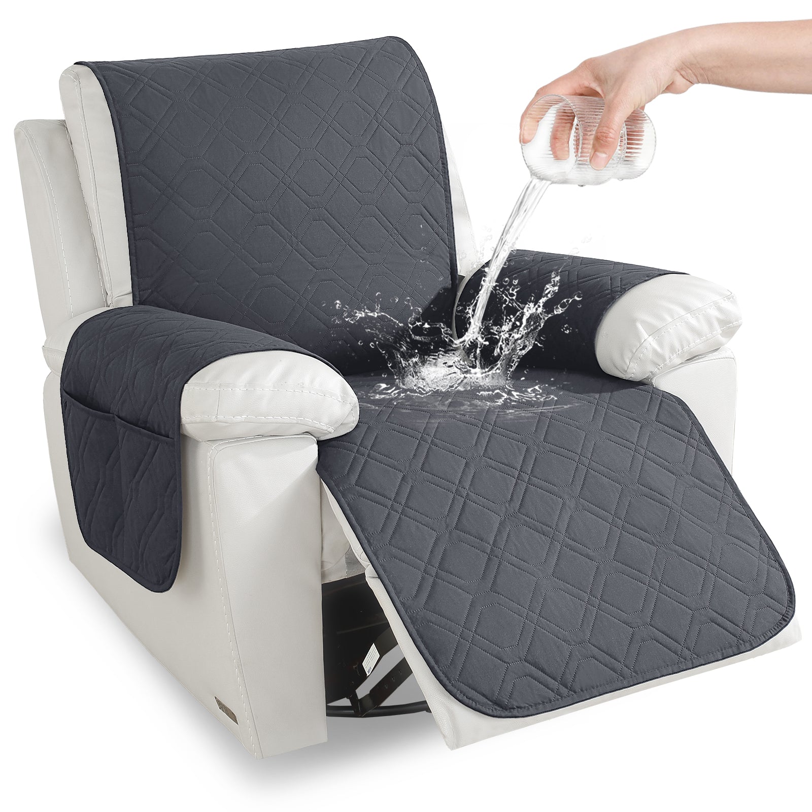Larger imperméable Recliner Armchair couverture with accoudoirs antidérapant Pockets