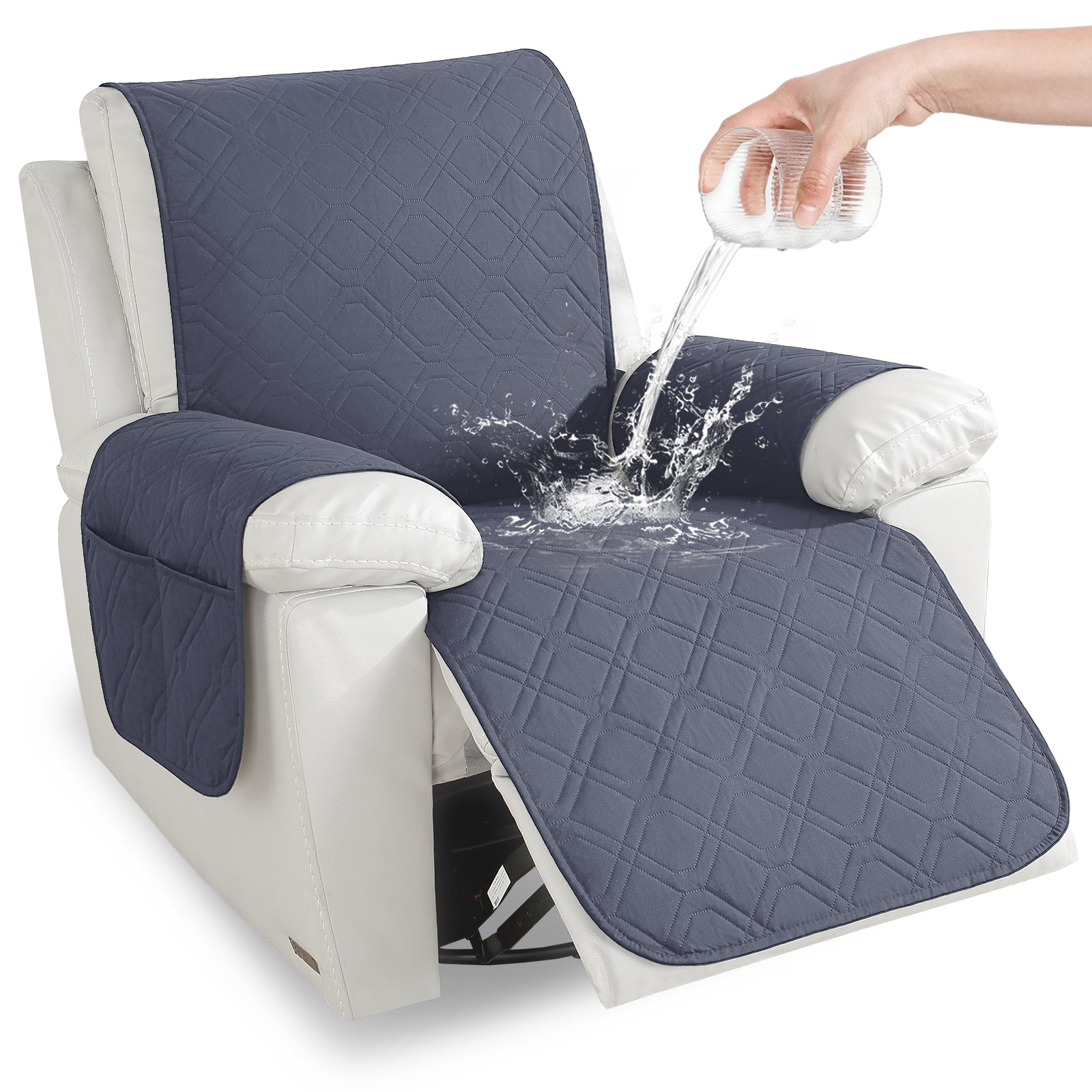 Waterproof Recliner Armchair Cover with Armrests Anti Slip Pockets