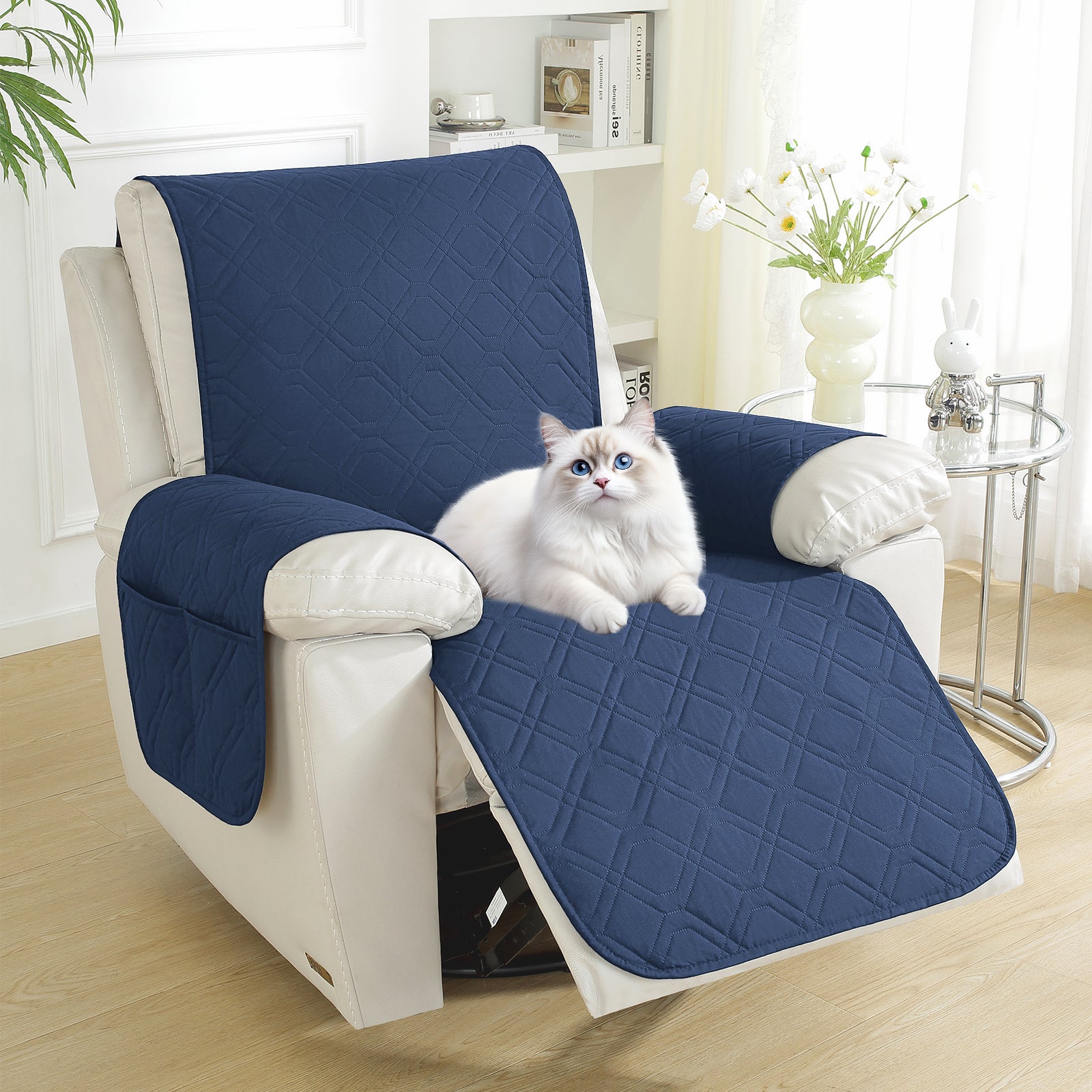 Larger imperméable Recliner Armchair couverture with accoudoirs antidérapant Pockets