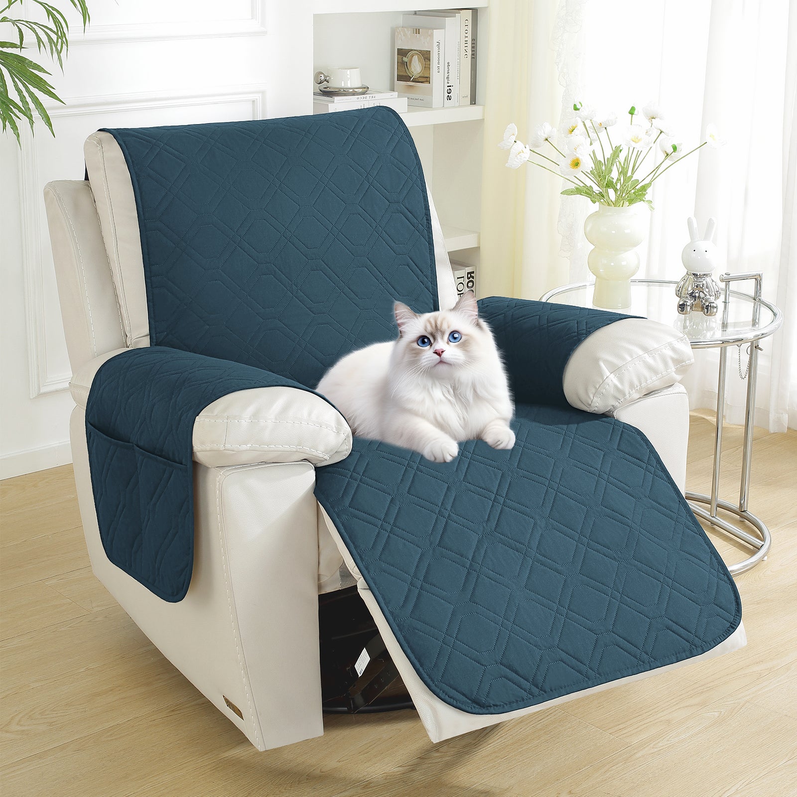 Larger imperméable Recliner Armchair couverture with accoudoirs antidérapant Pockets