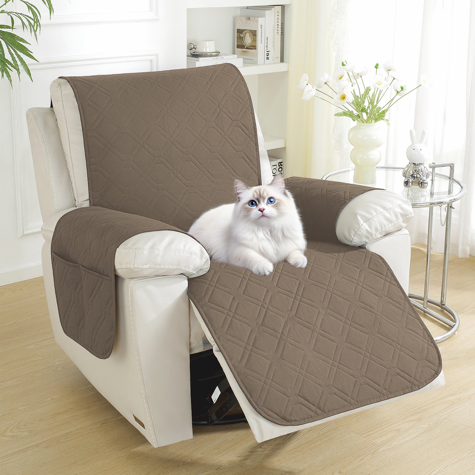 Larger imperméable Recliner Armchair couverture with accoudoirs antidérapant Pockets
